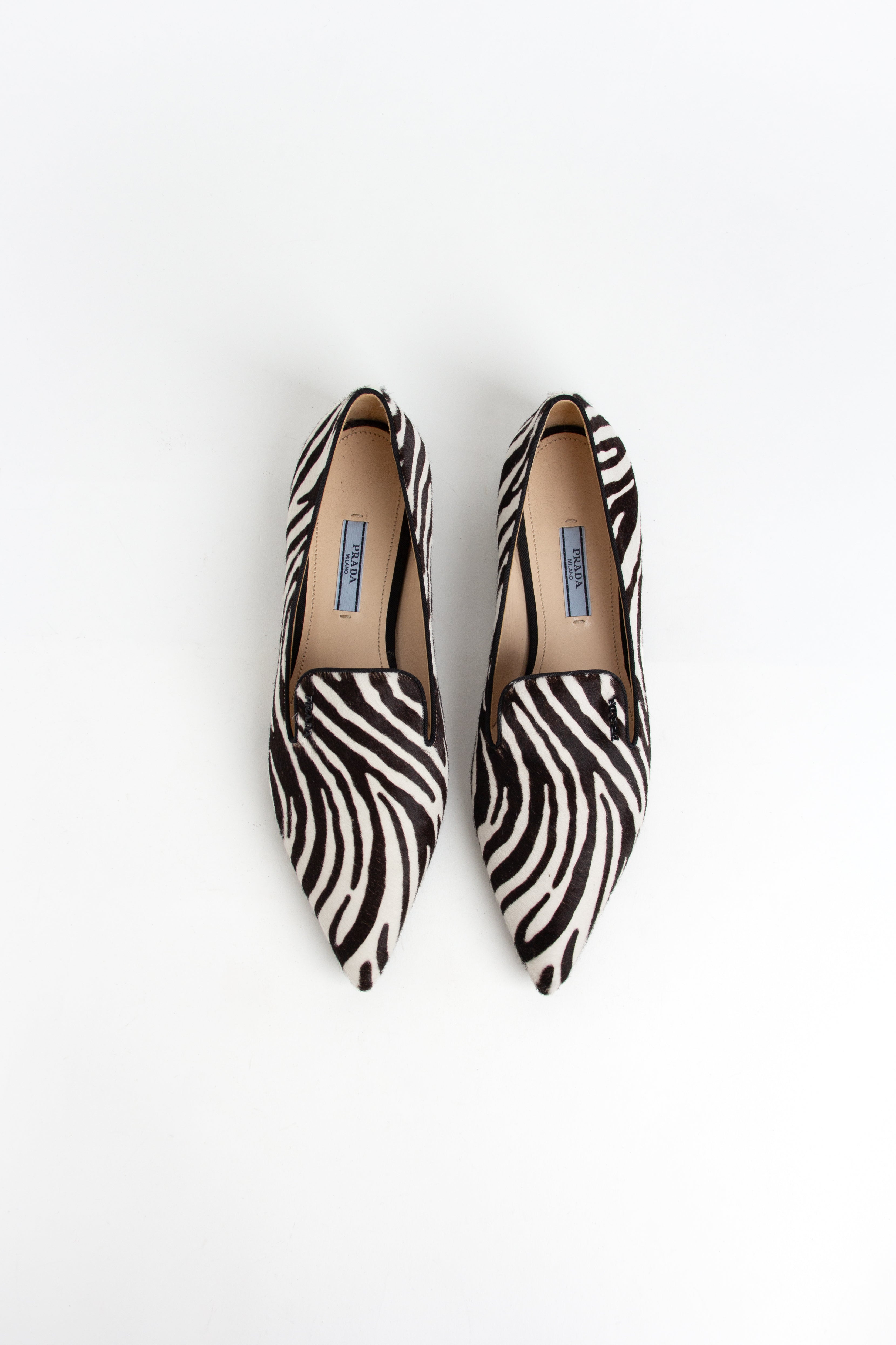 Prada Zebra Pony Hair Loafers (IT 38.5)