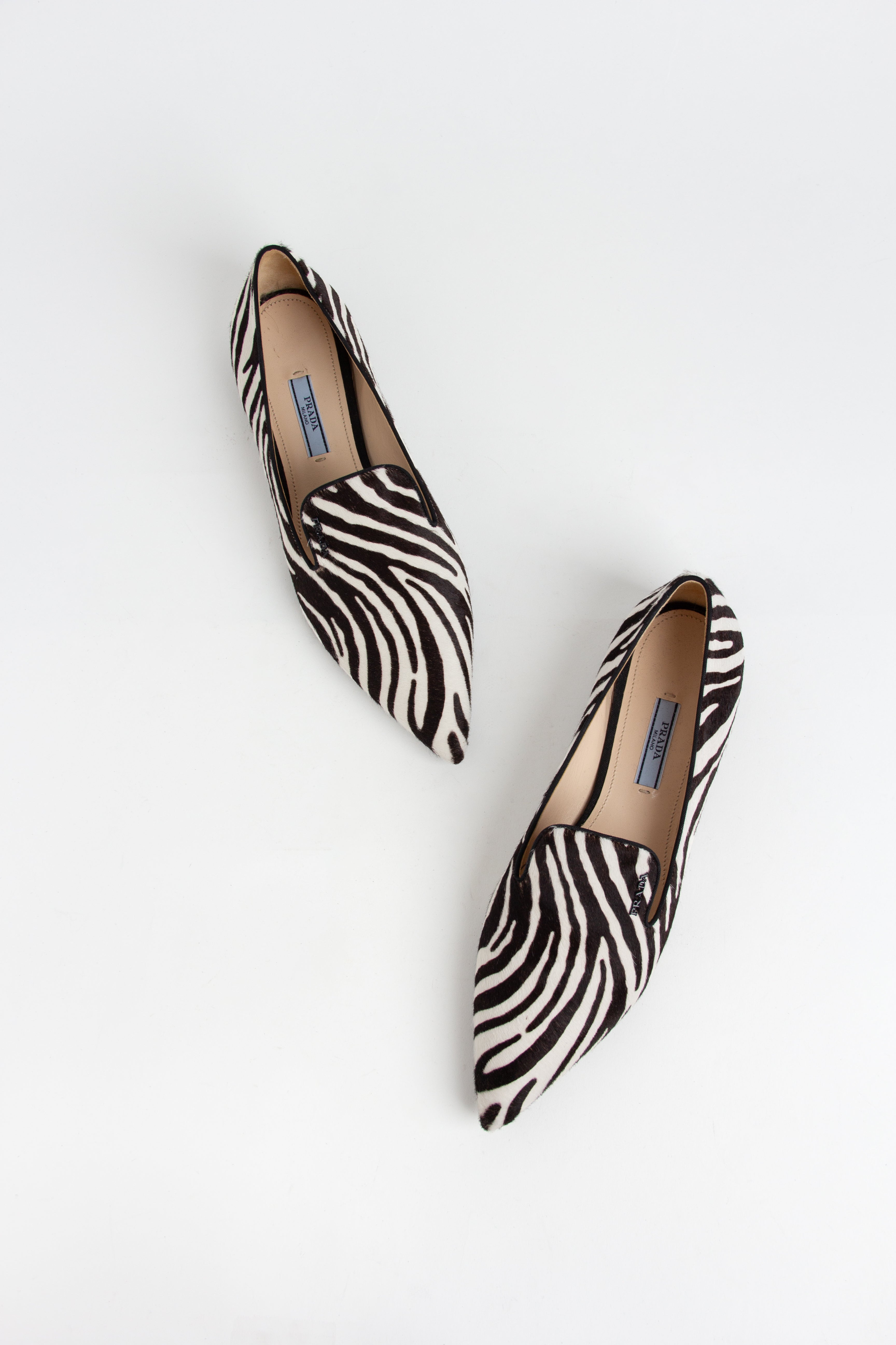 Prada Zebra Pony Hair Loafers (IT 38.5)