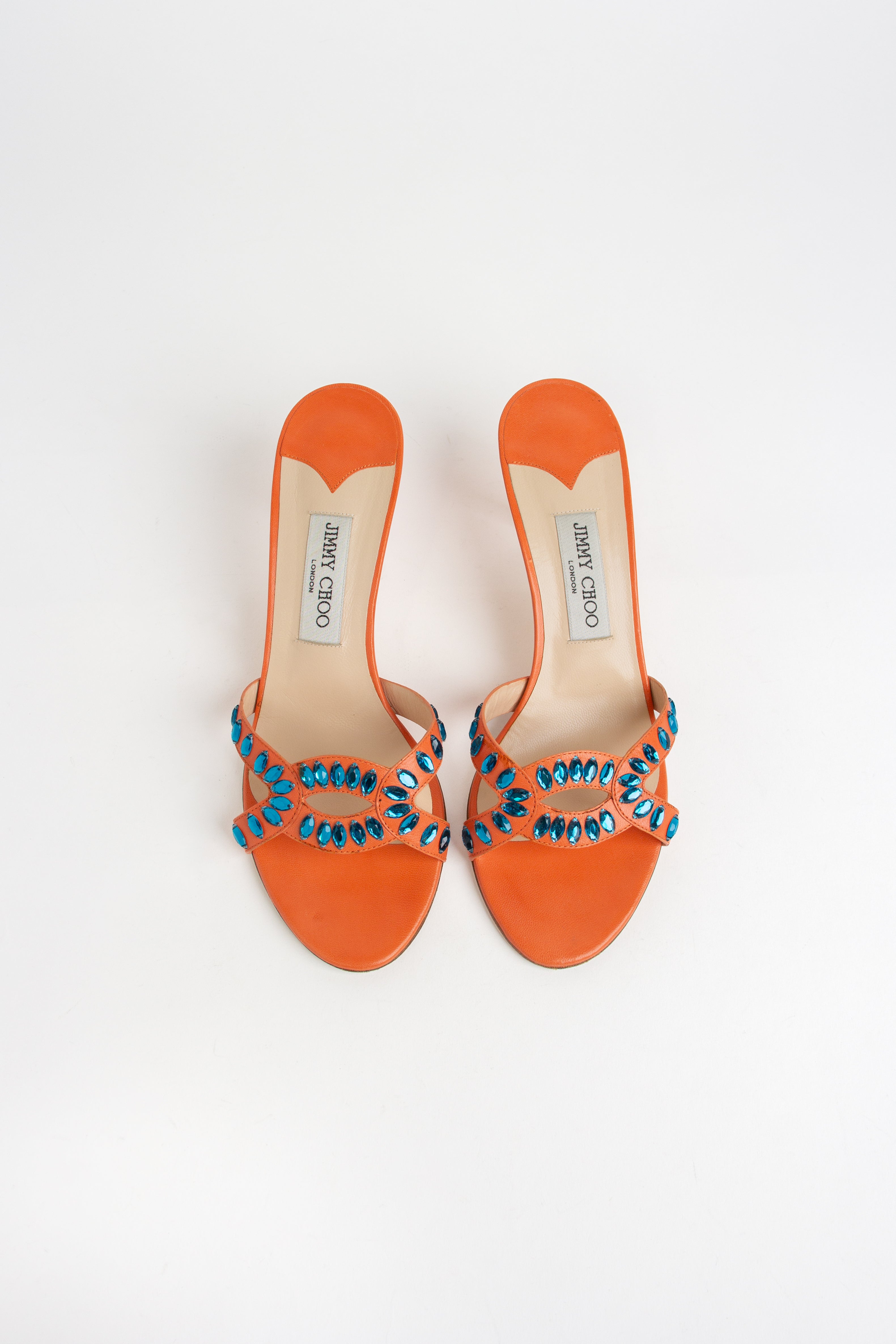 Jimmy Choo Orange Jeweled Heels (IT 39.5)