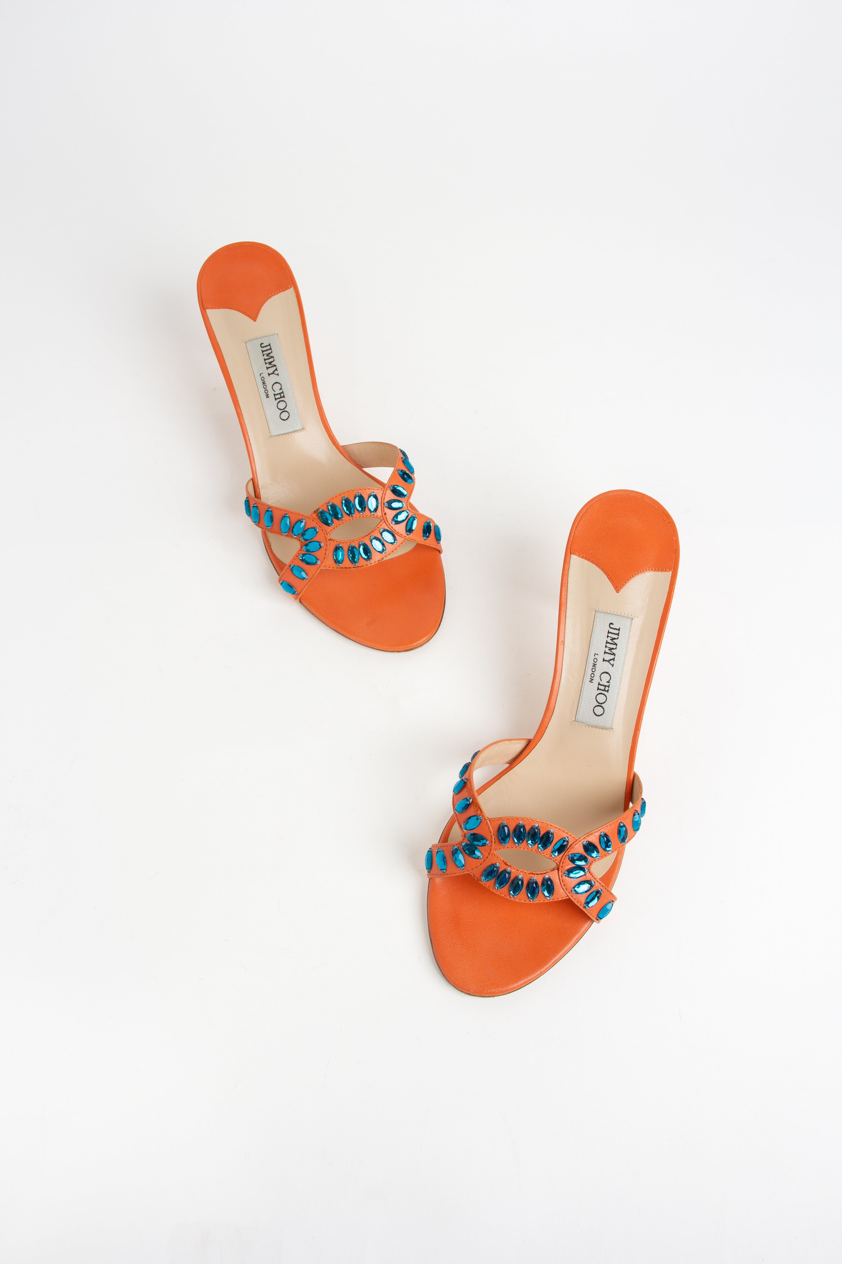 Jimmy Choo Orange Jeweled Heels (IT 39.5)