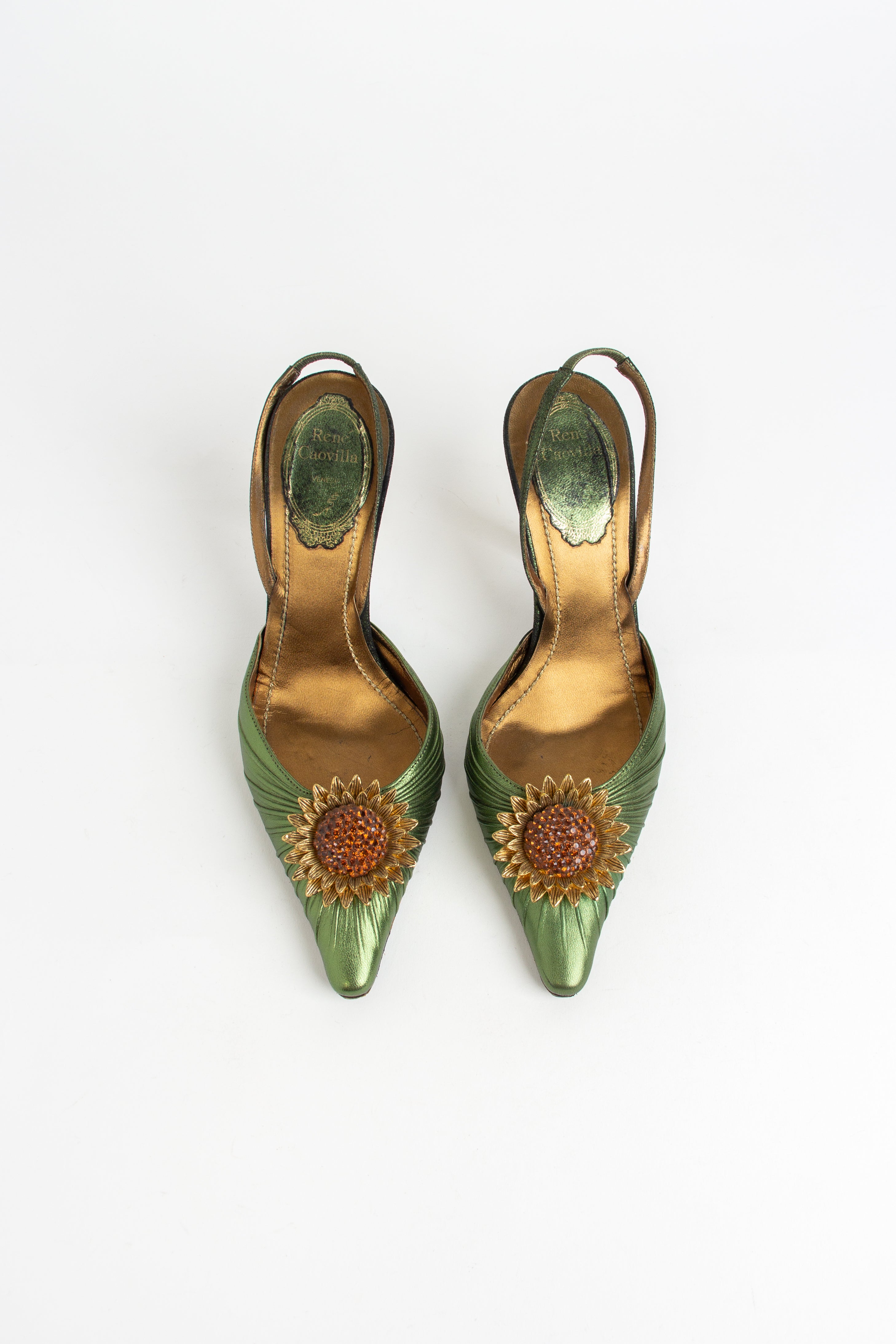 Rare Rene Caovilla Sunflower Slingback Heels (IT 35.5)