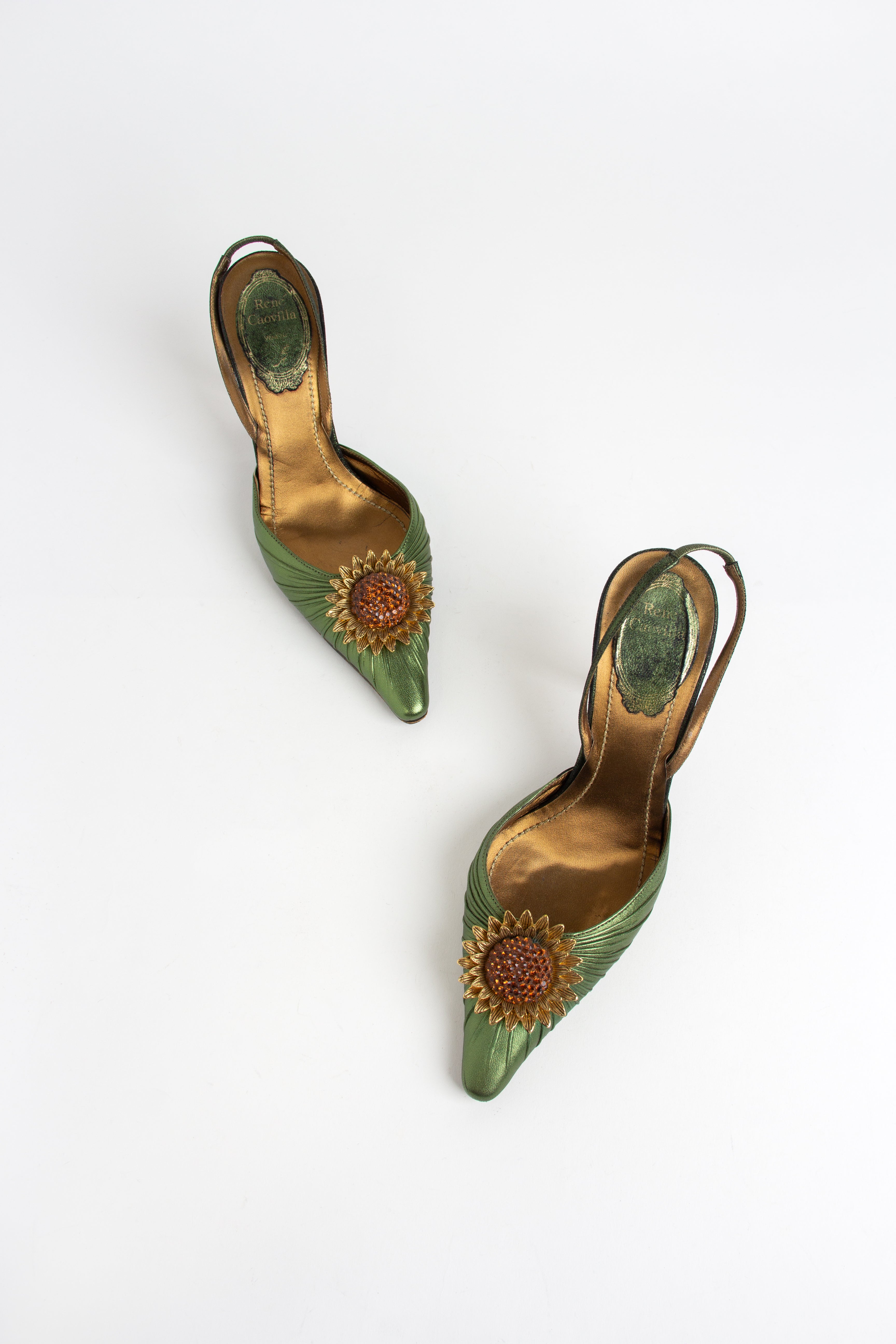 Rare Rene Caovilla Sunflower Slingback Heels (IT 35.5)