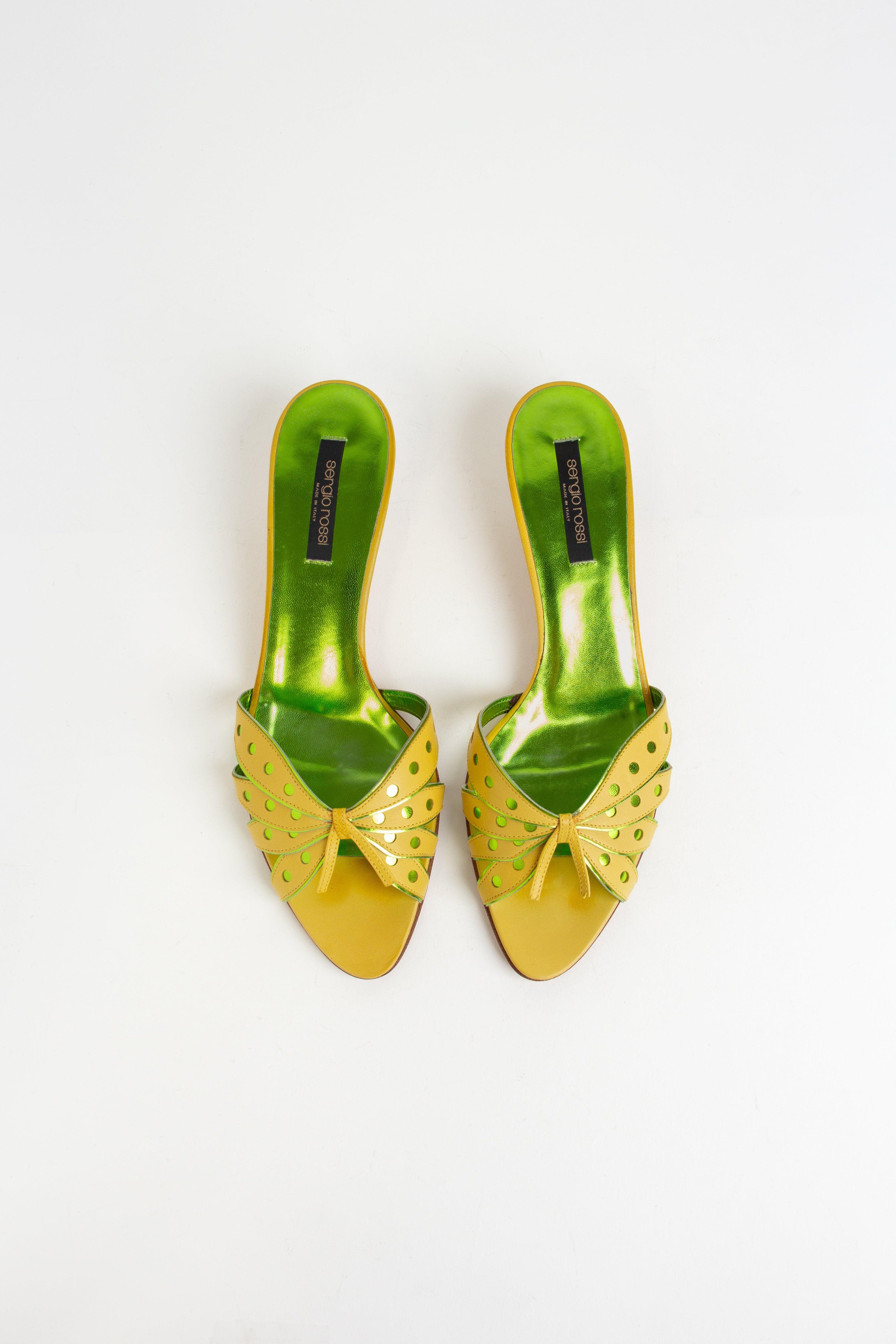 Sergio Rossi Yellow + Green Butterfly Heels (IT 39.5)