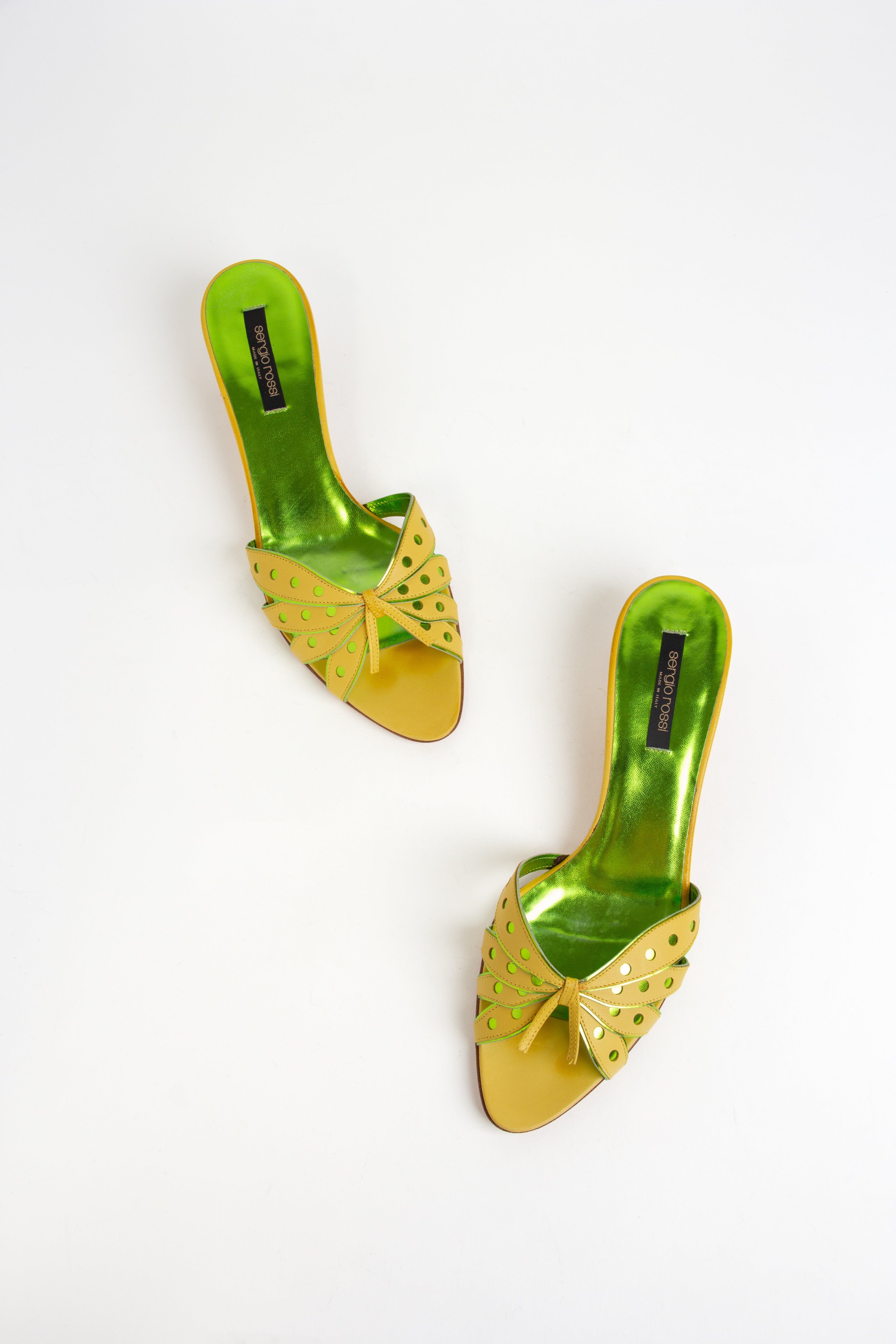 Sergio Rossi Yellow + Green Butterfly Heels (IT 39.5)