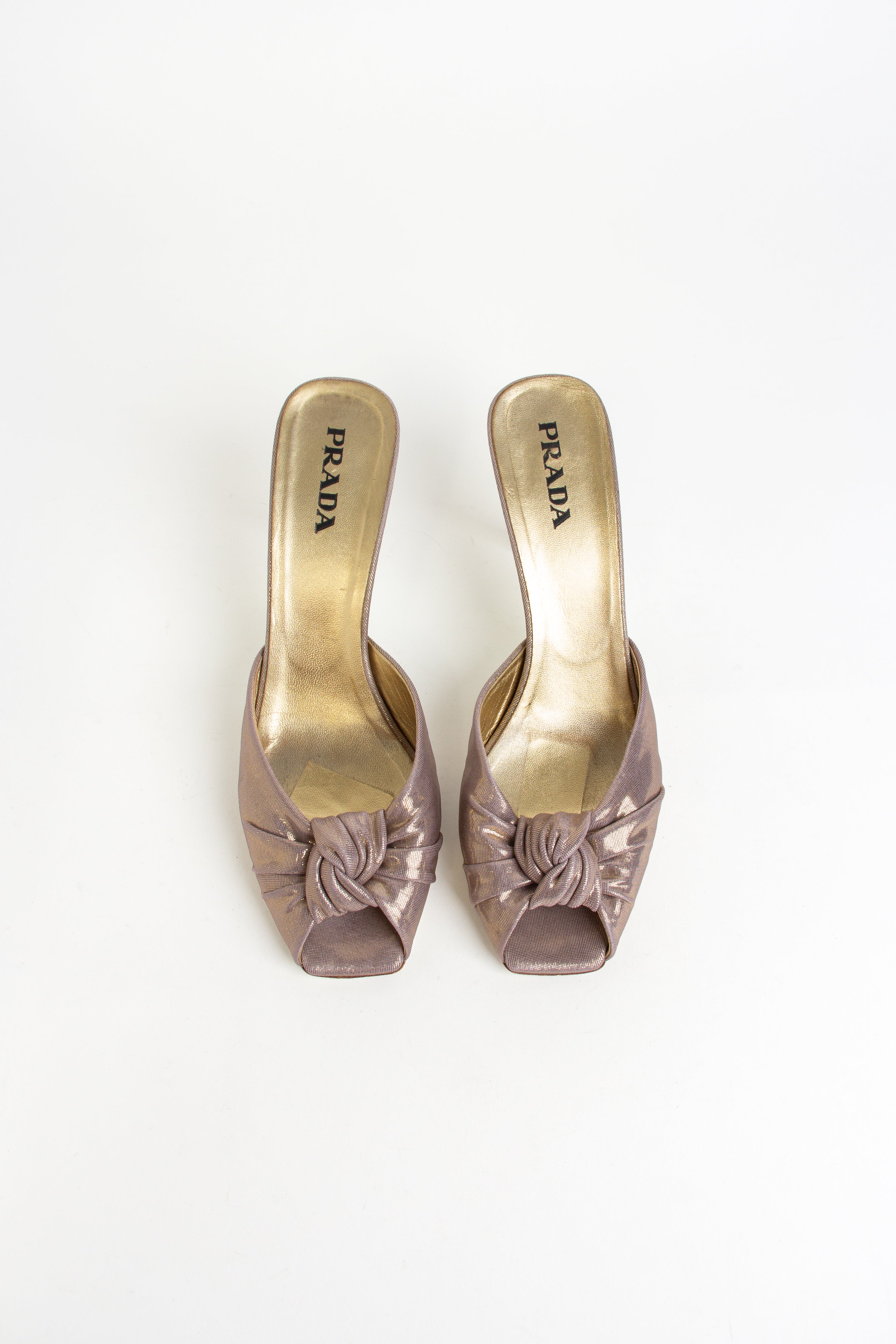 Prada Purple + Gold Shimmer Knot Heels (IT 38.5)