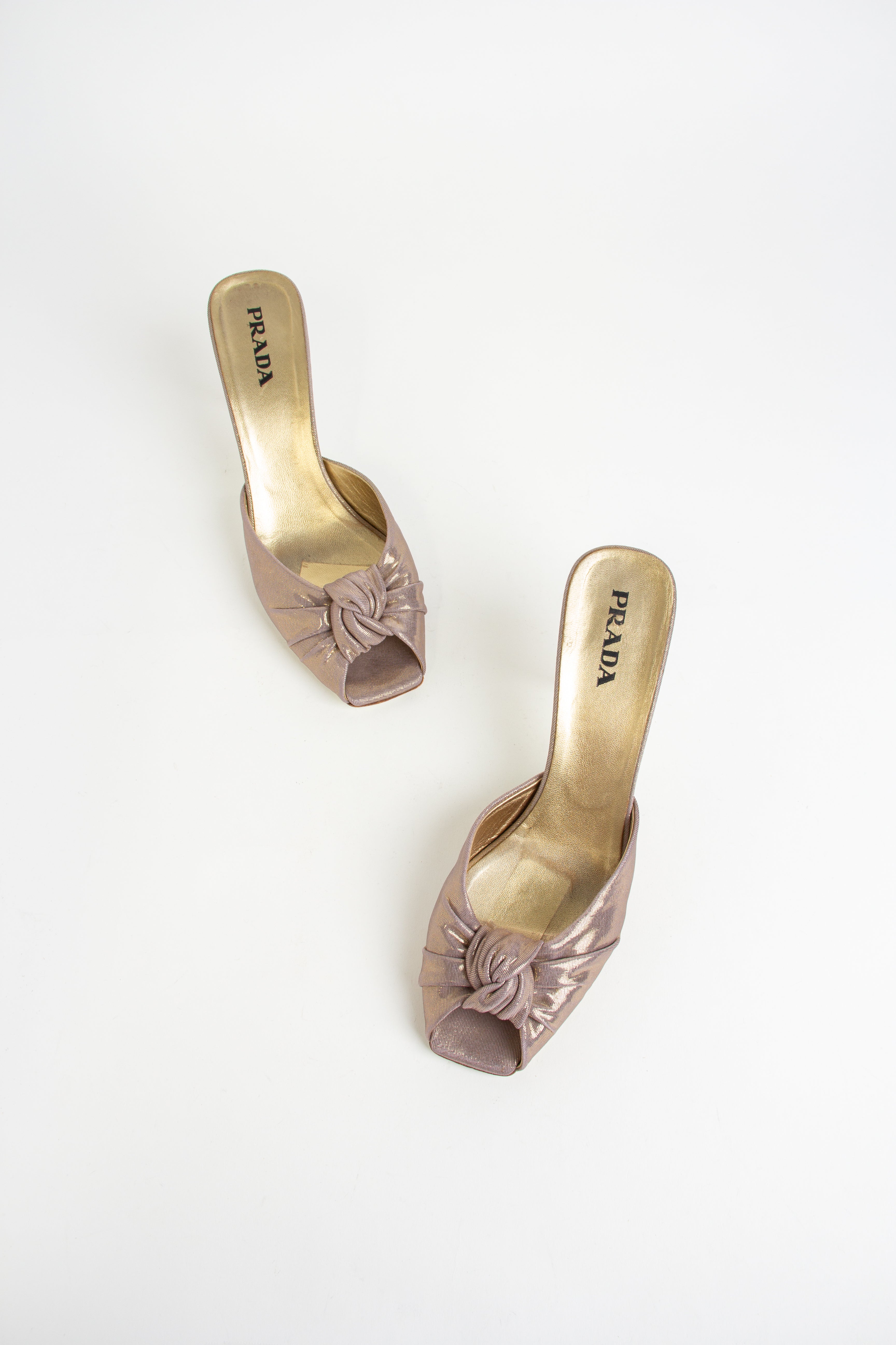 Prada Purple + Gold Shimmer Knot Heels (IT 38.5)