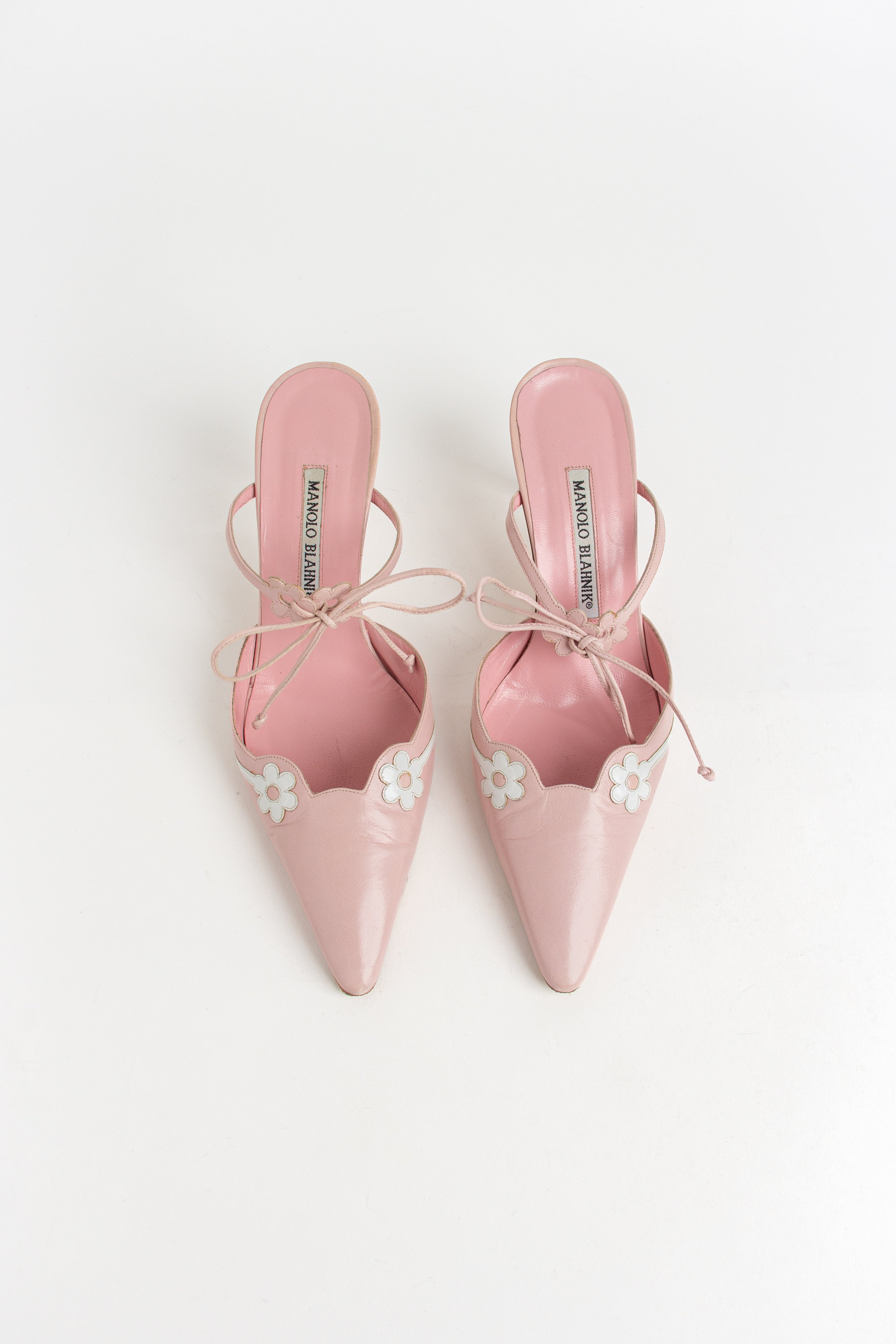 Manolo Blahnik Pink Daisy Mules (IT 37)
