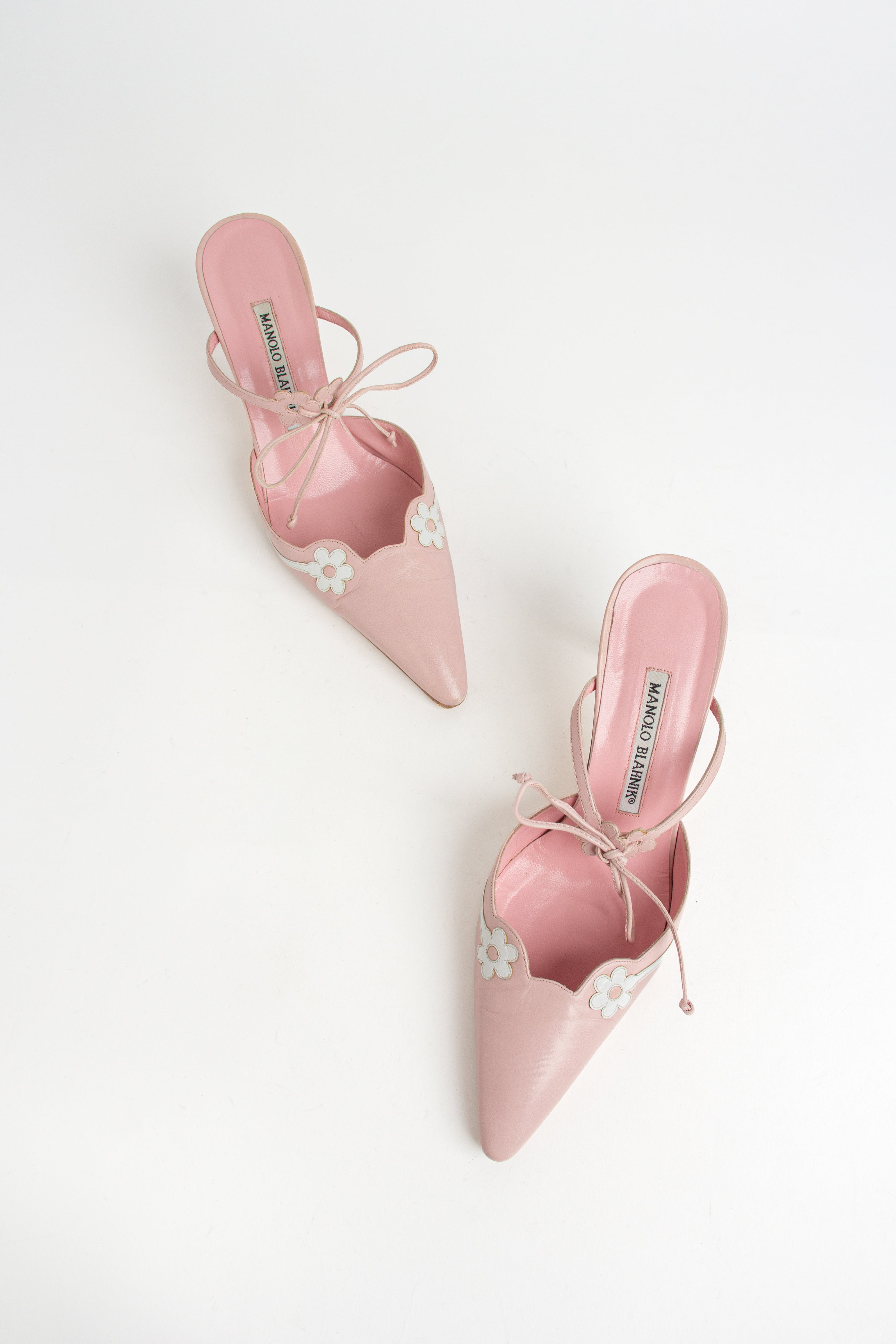Manolo Blahnik Pink Daisy Mules (IT 37)