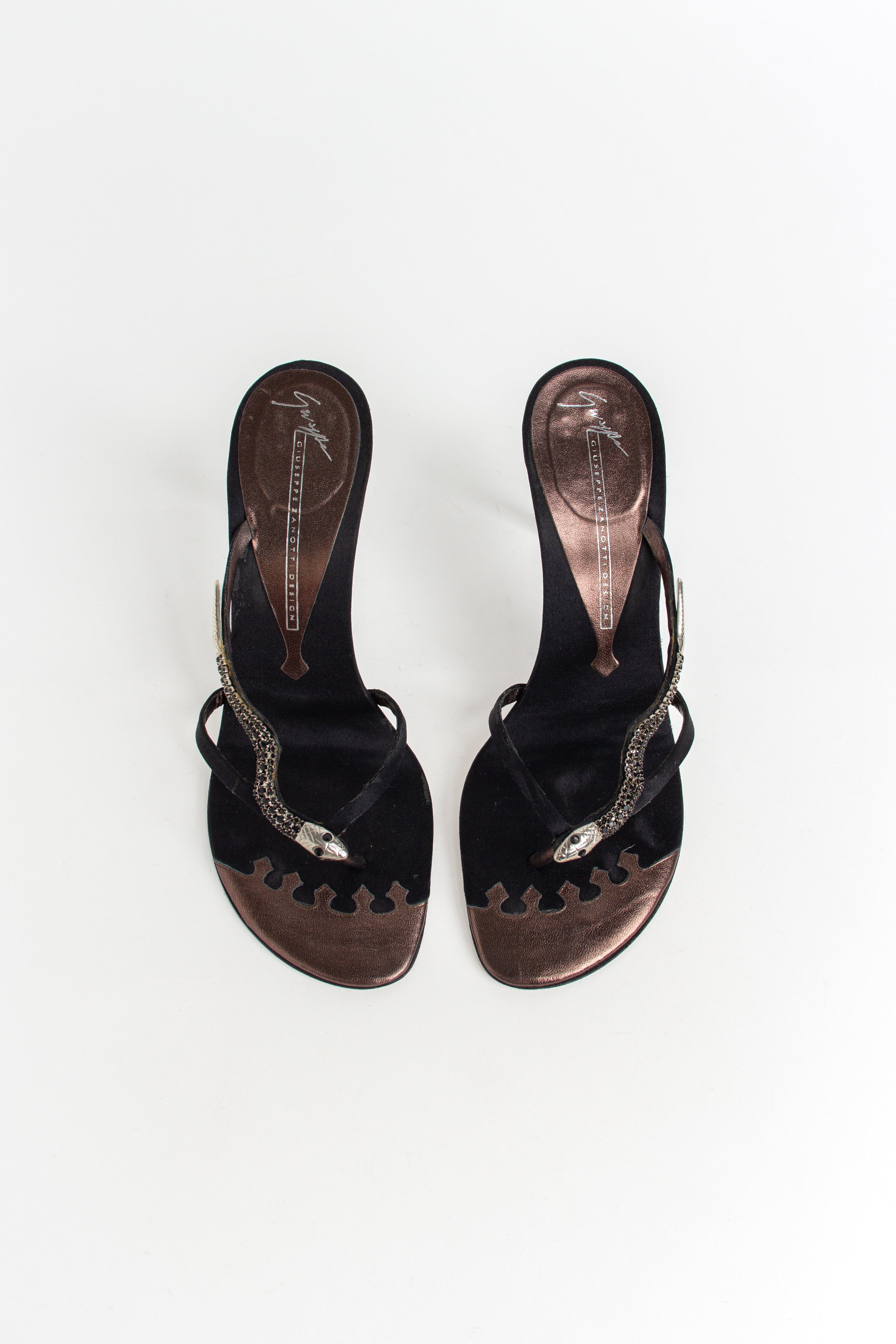 Giuseppe Zanotti Black Satin Snake Heels (IT 38.5)