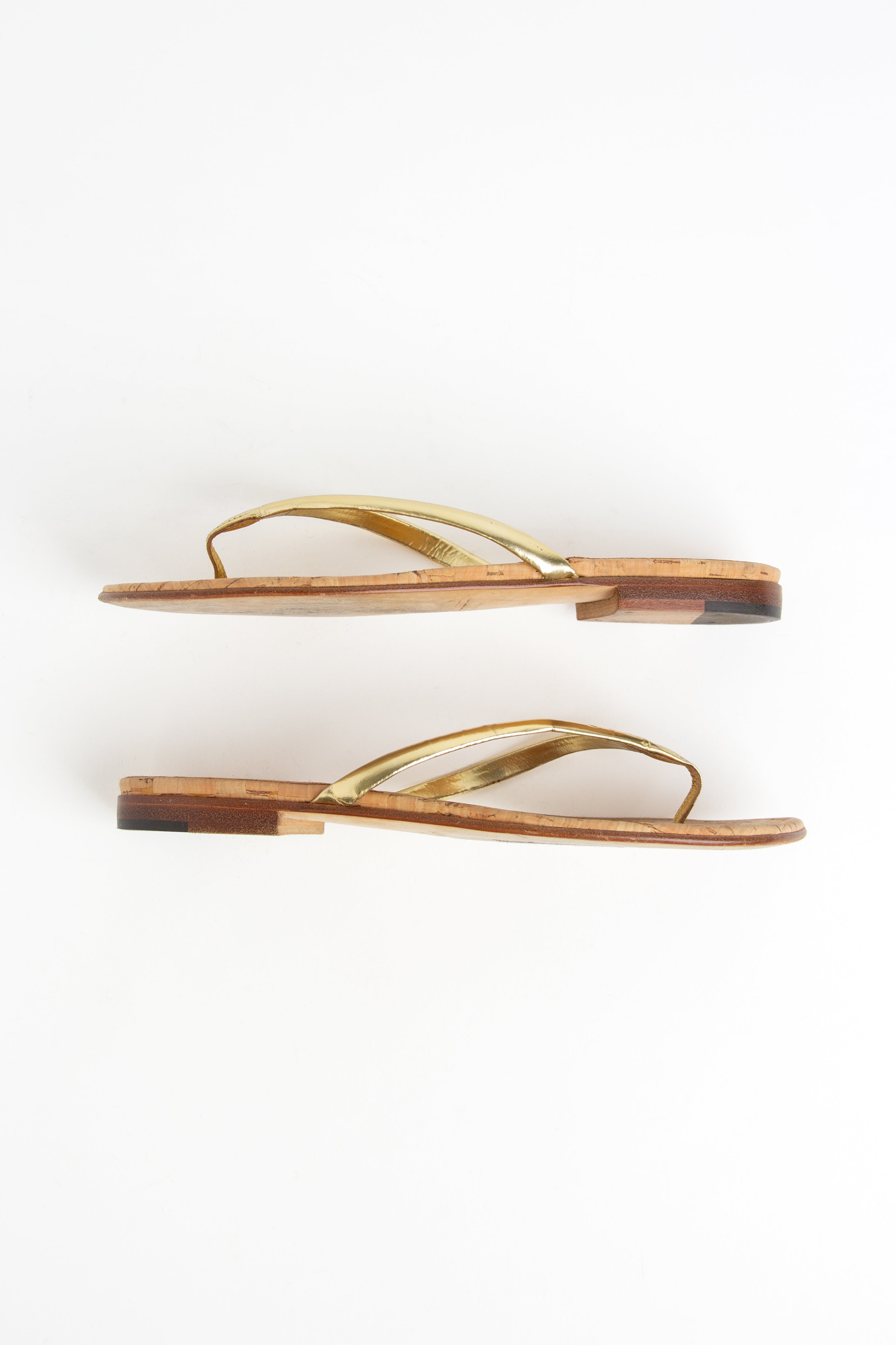 Manolo Blahnik Gold Cork Flip Flops (IT 36)