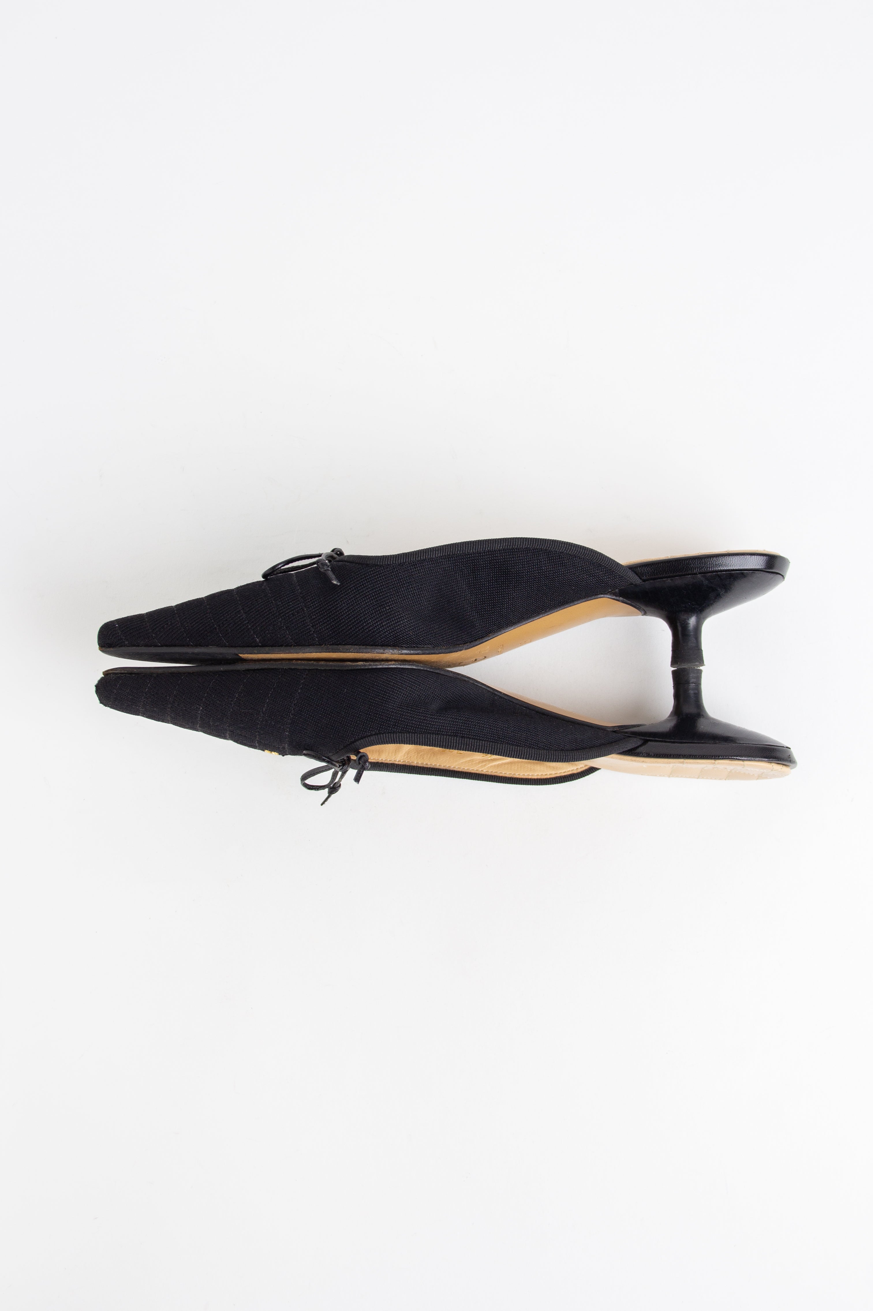 Chanel Black Quilted Fabric CC Mules (FR 36)