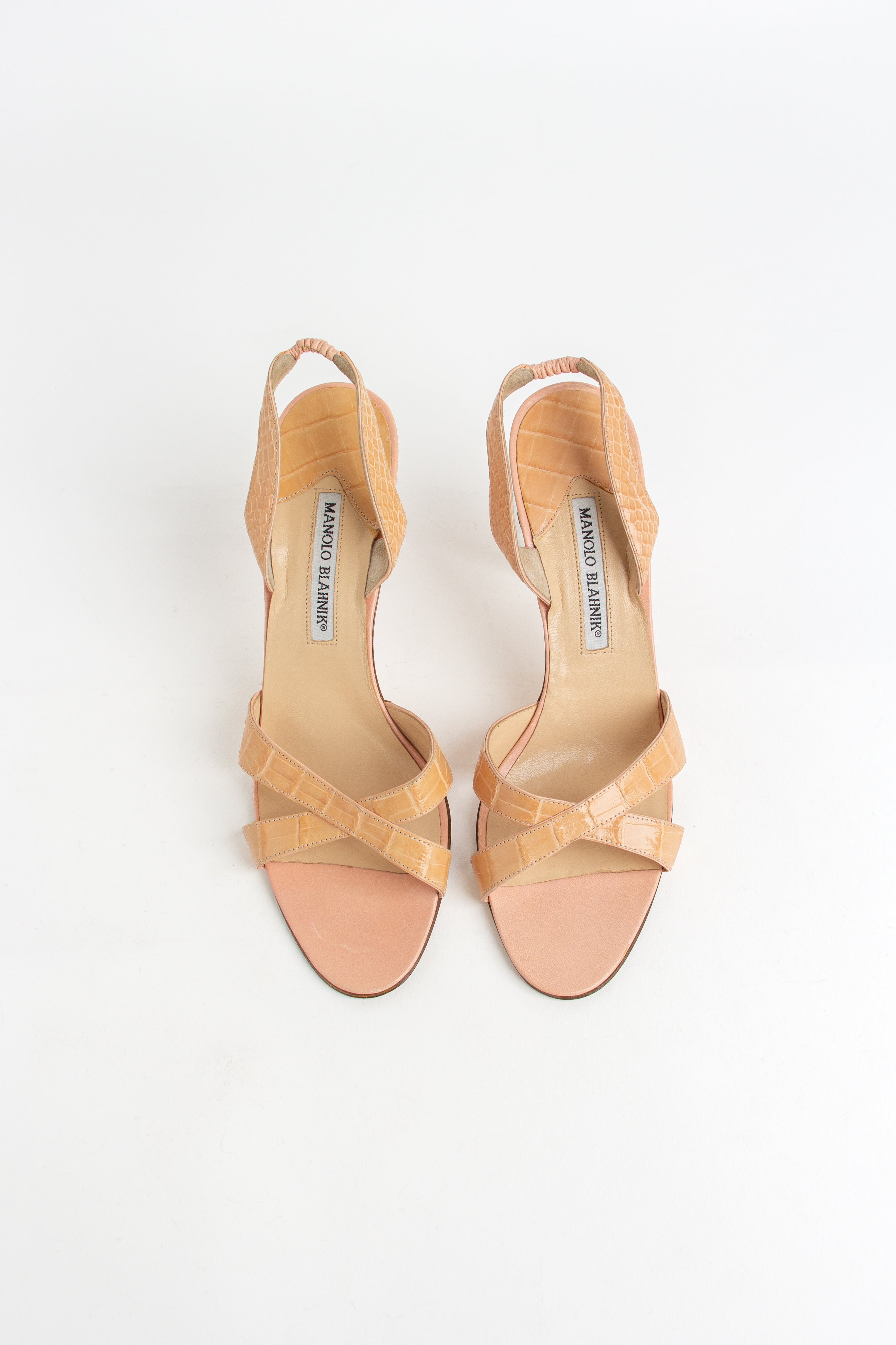Manolo Blahnik Light Pink Cross Strap Slingback Heels (IT 40)