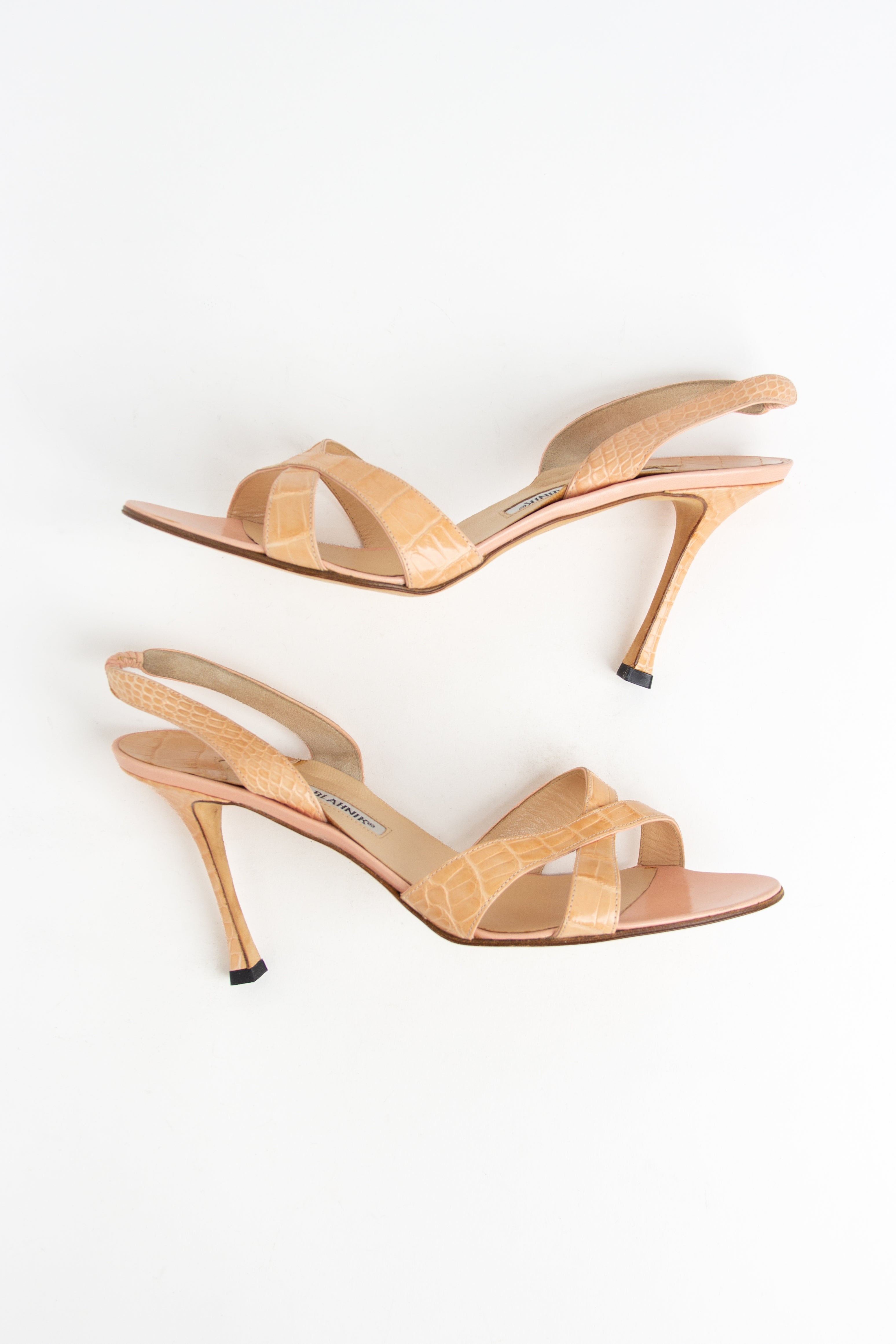 Manolo Blahnik Light Pink Cross Strap Slingback Heels (IT 40)