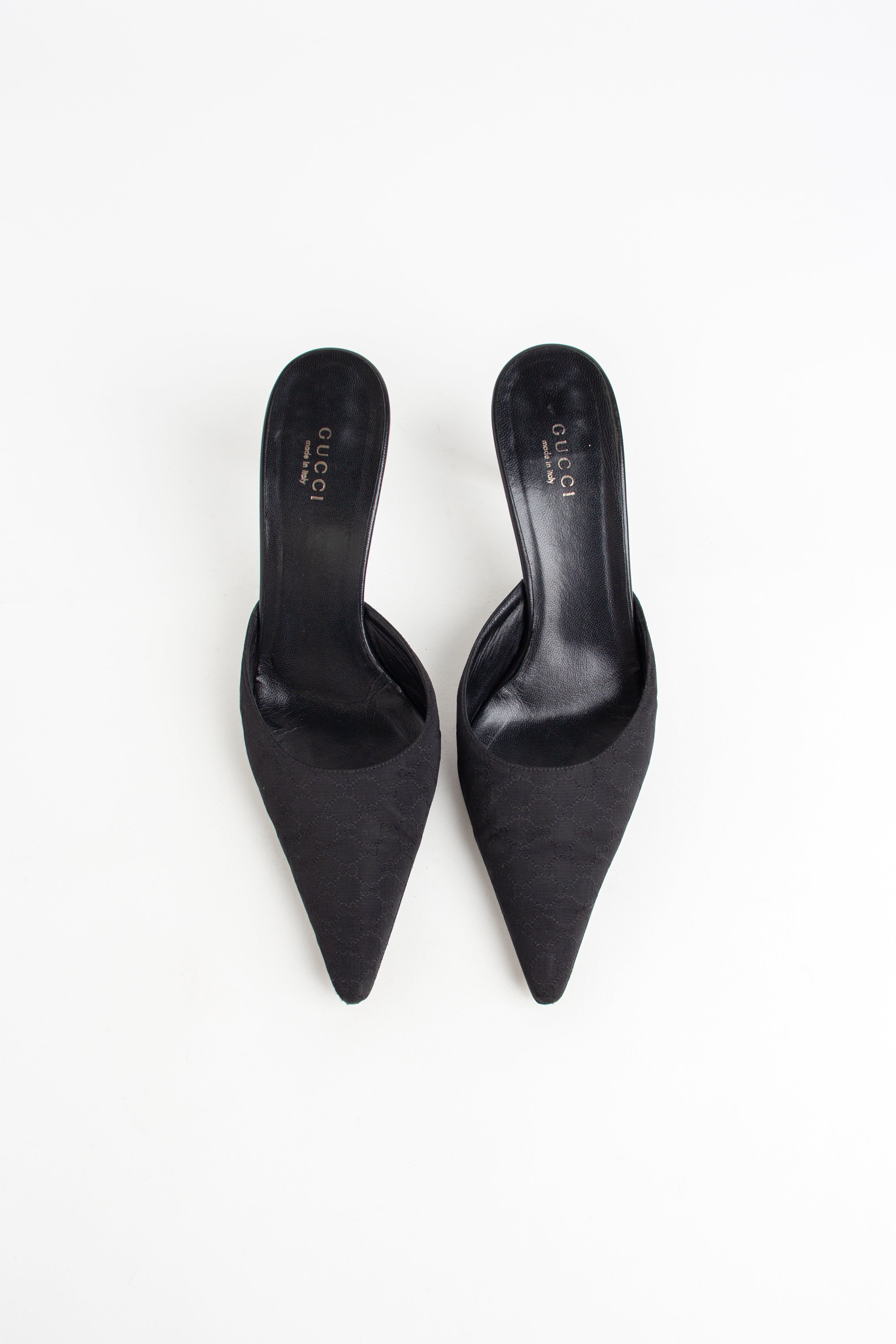 Gucci Black Micro GG Monogram Mules (US 7)