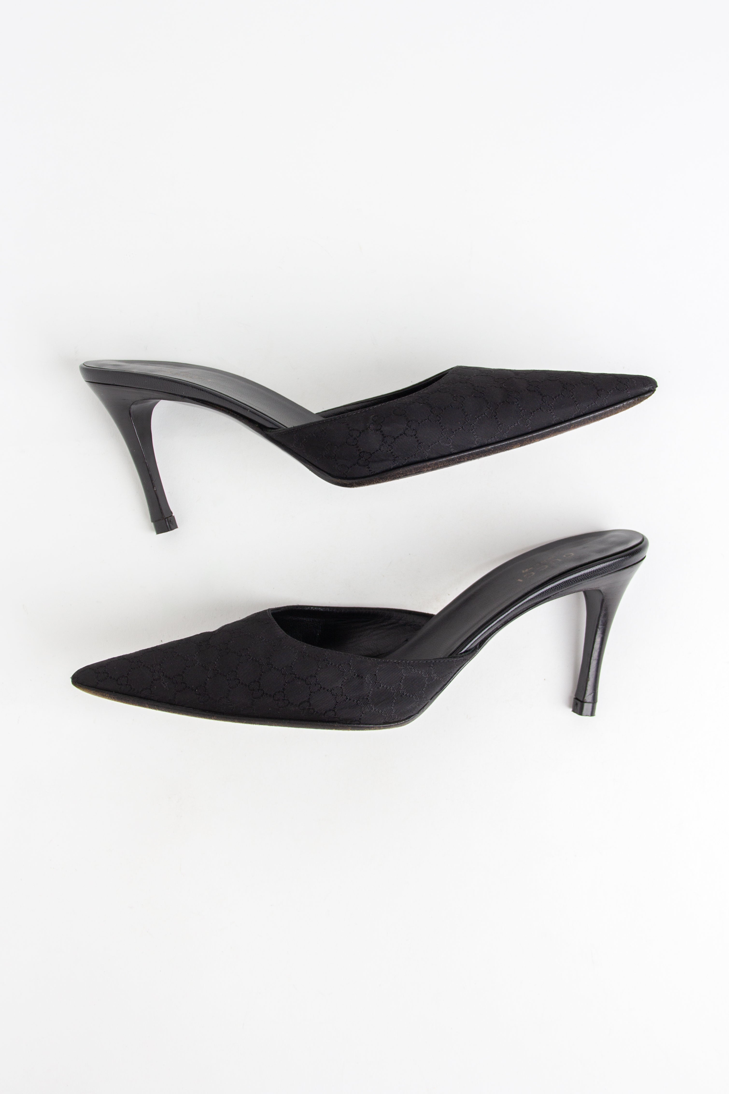 Gucci Black Micro GG Monogram Mules (US 7)