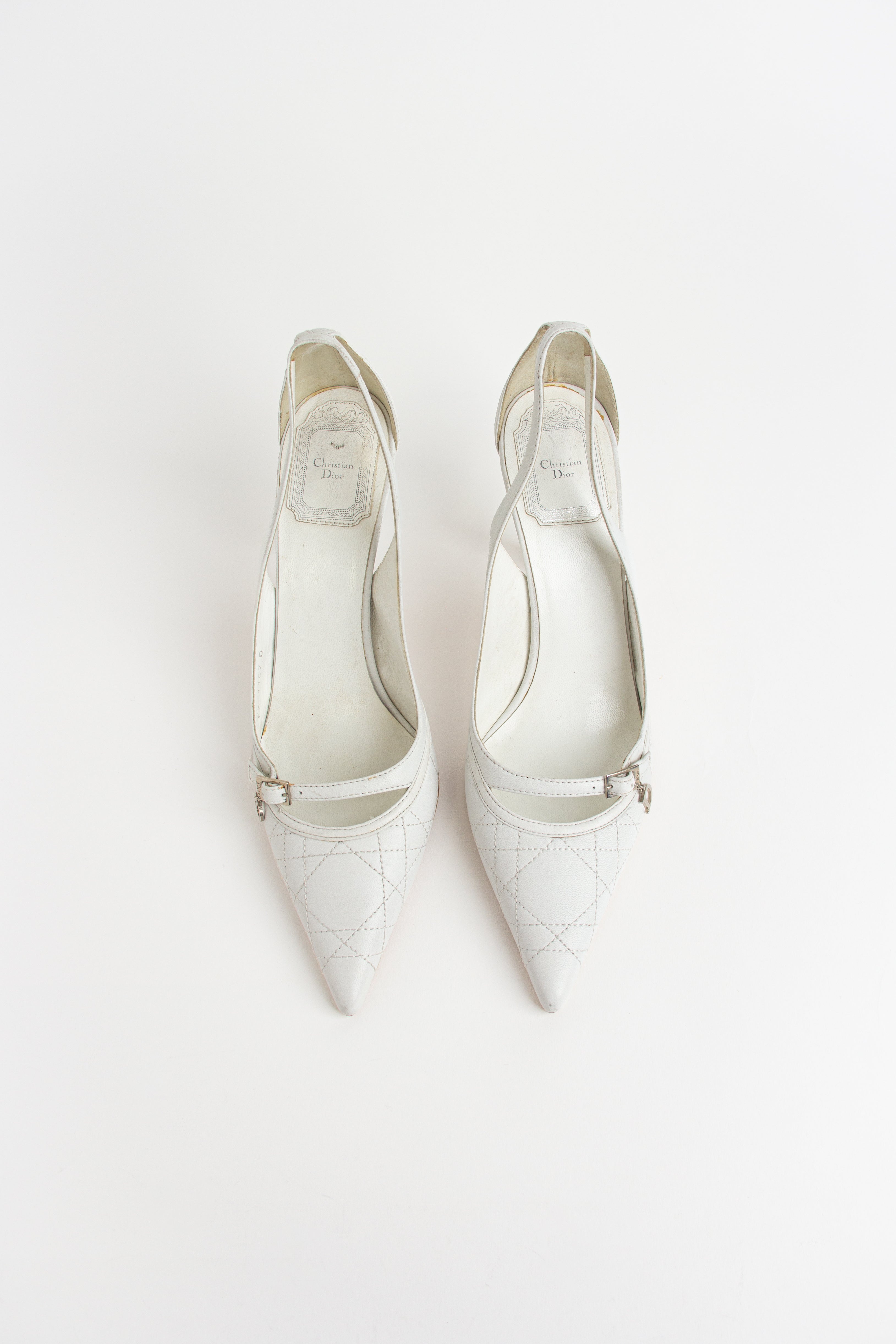 Dior White Cannage Charm Heels (IT 37)