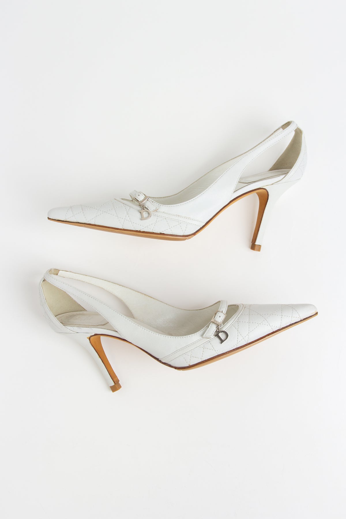 Dior White Cannage Charm Heels (IT 37)