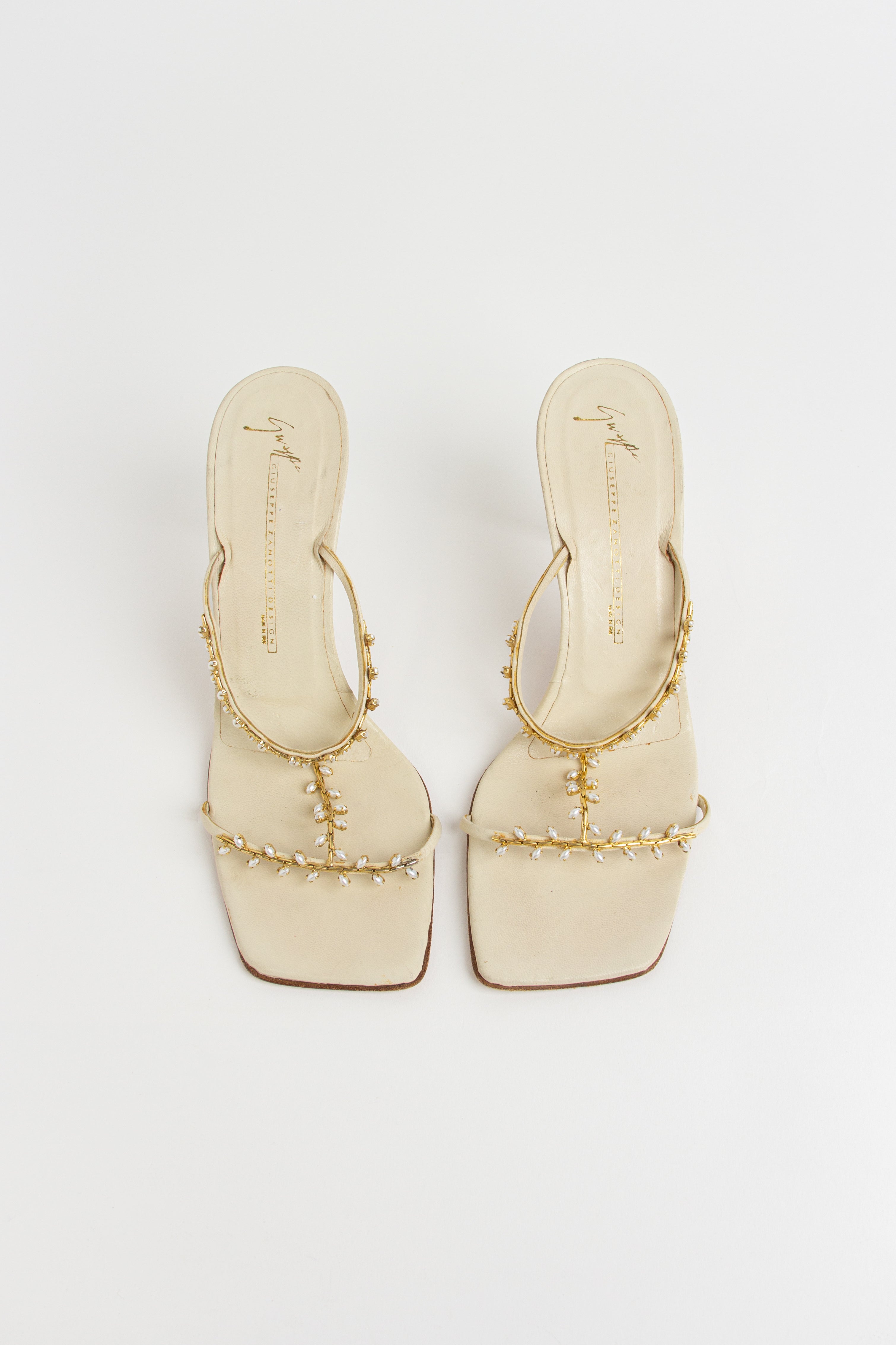 Giuseppe Zanotti Ivory + Gold Pearl Heels (IT 38)