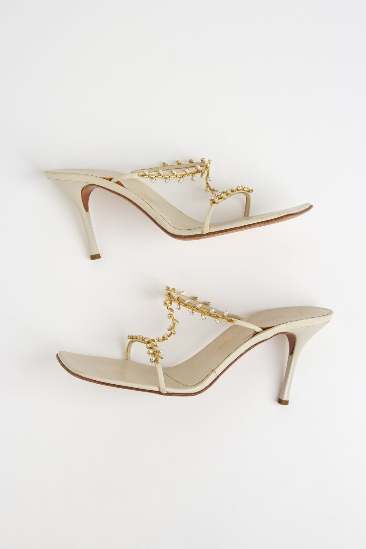Giuseppe Zanotti Ivory + Gold Pearl Heels (IT 38)