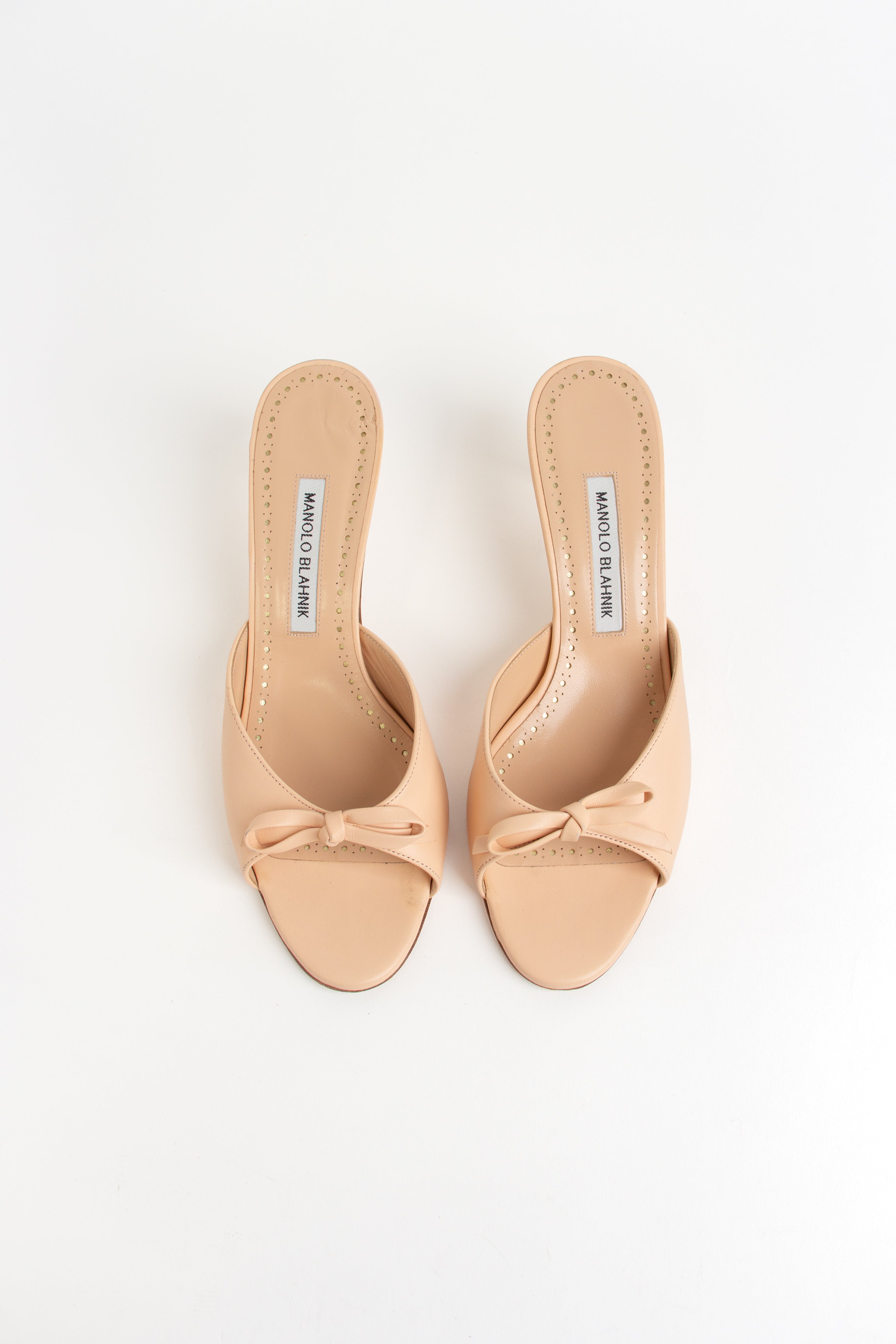Manolo Blahnik Light Pink Bow Open Toe Heels (IT 39.5)