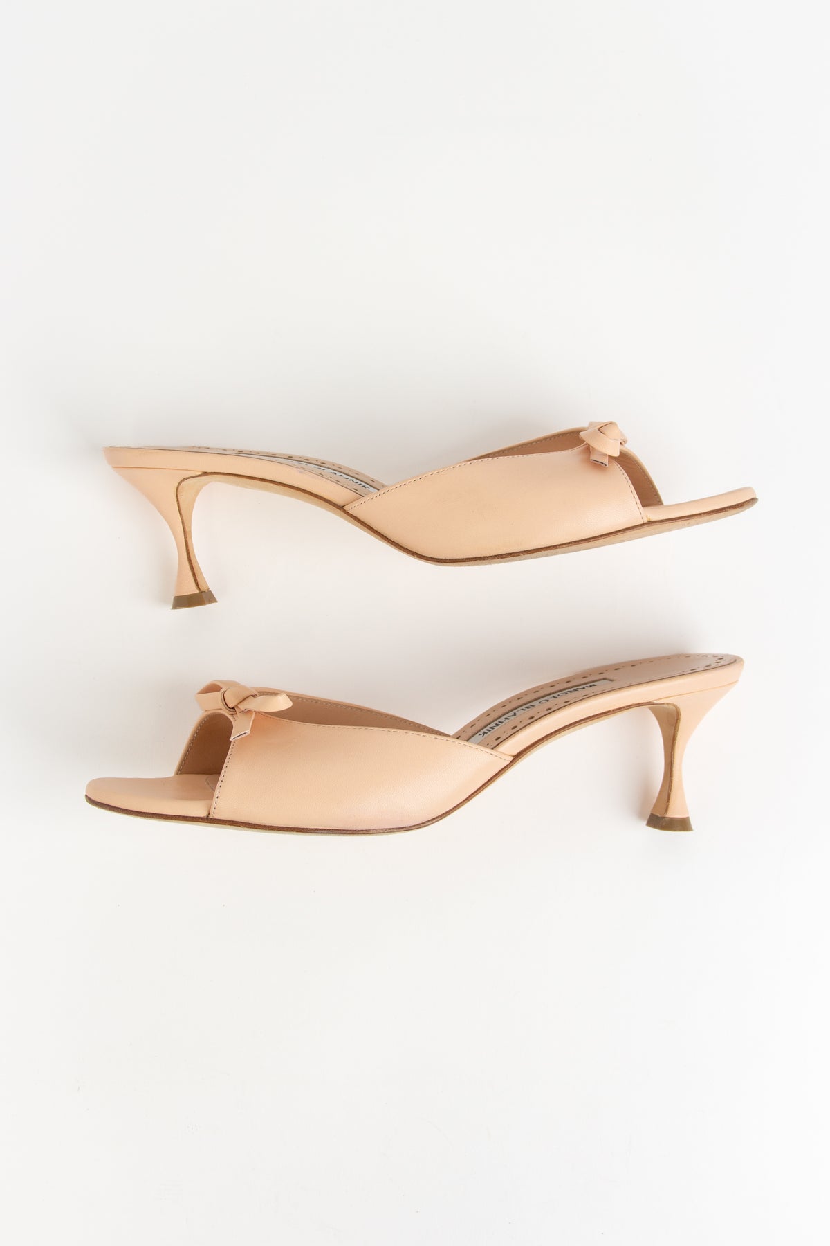 Manolo Blahnik Light Pink Bow Open Toe Heels (IT 39.5)