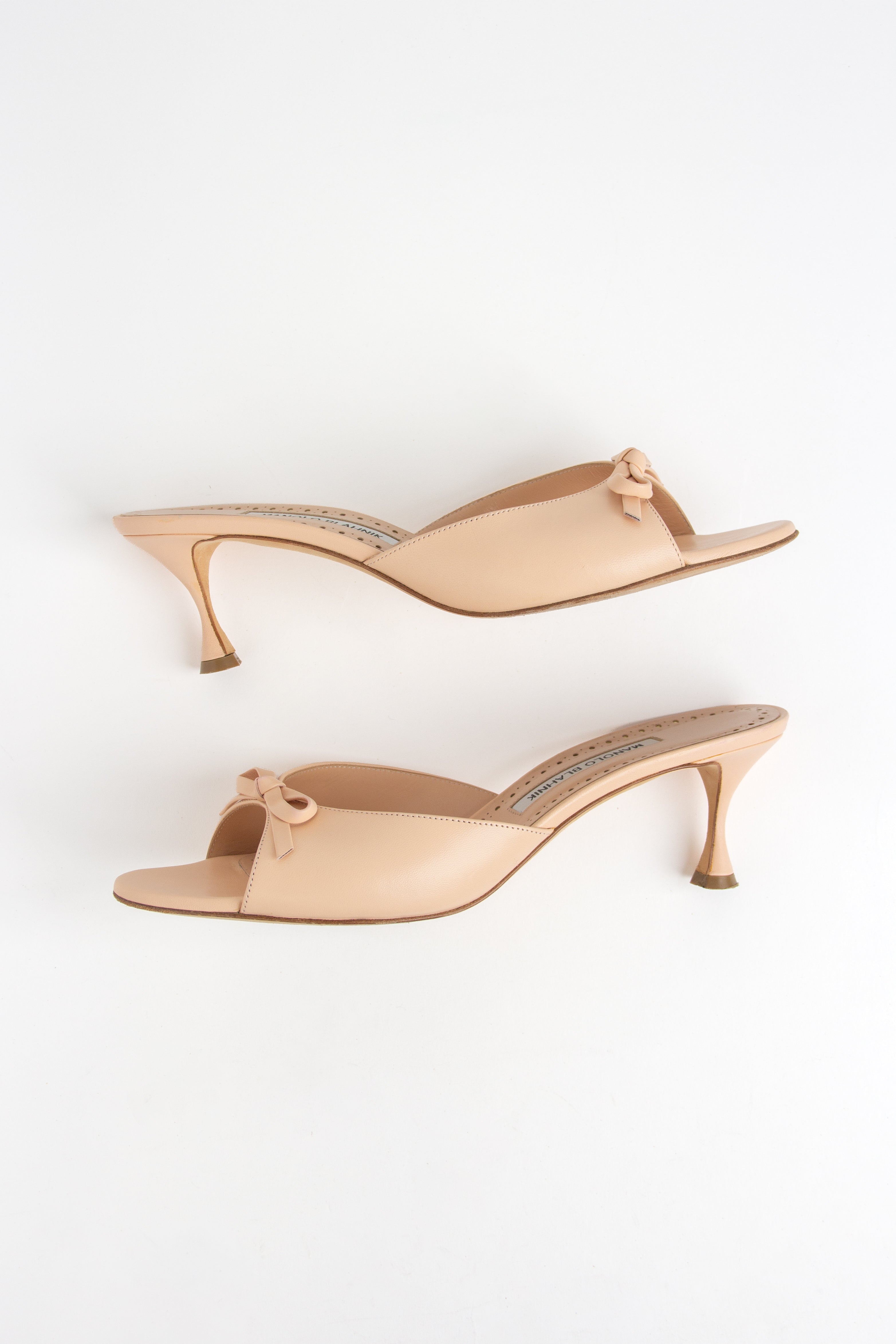Manolo Blahnik Light Pink Bow Open Toe Heels (IT 41)