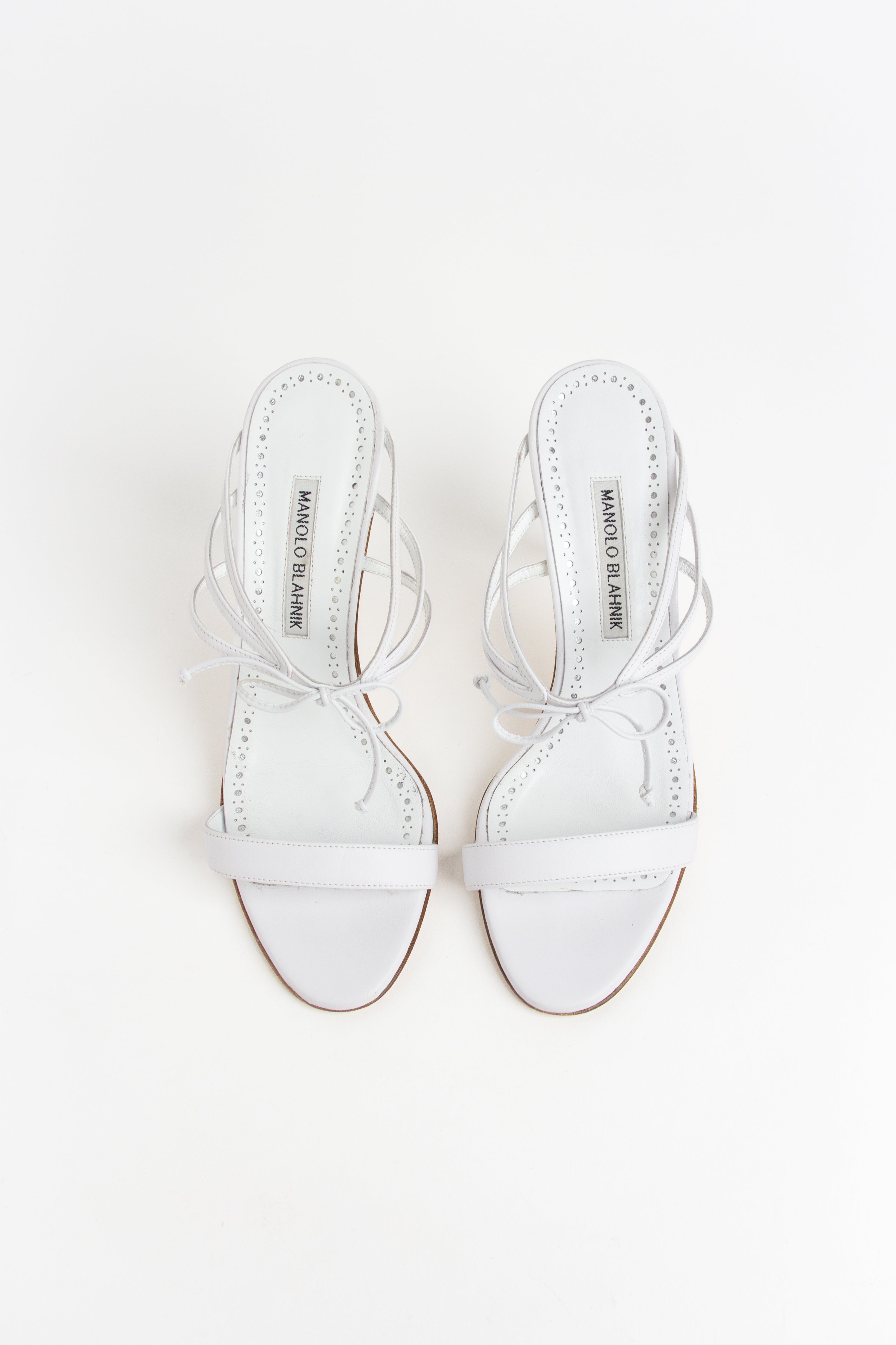 Manolo Blahnik Strappy Bow Open Toe Heels (IT 38)