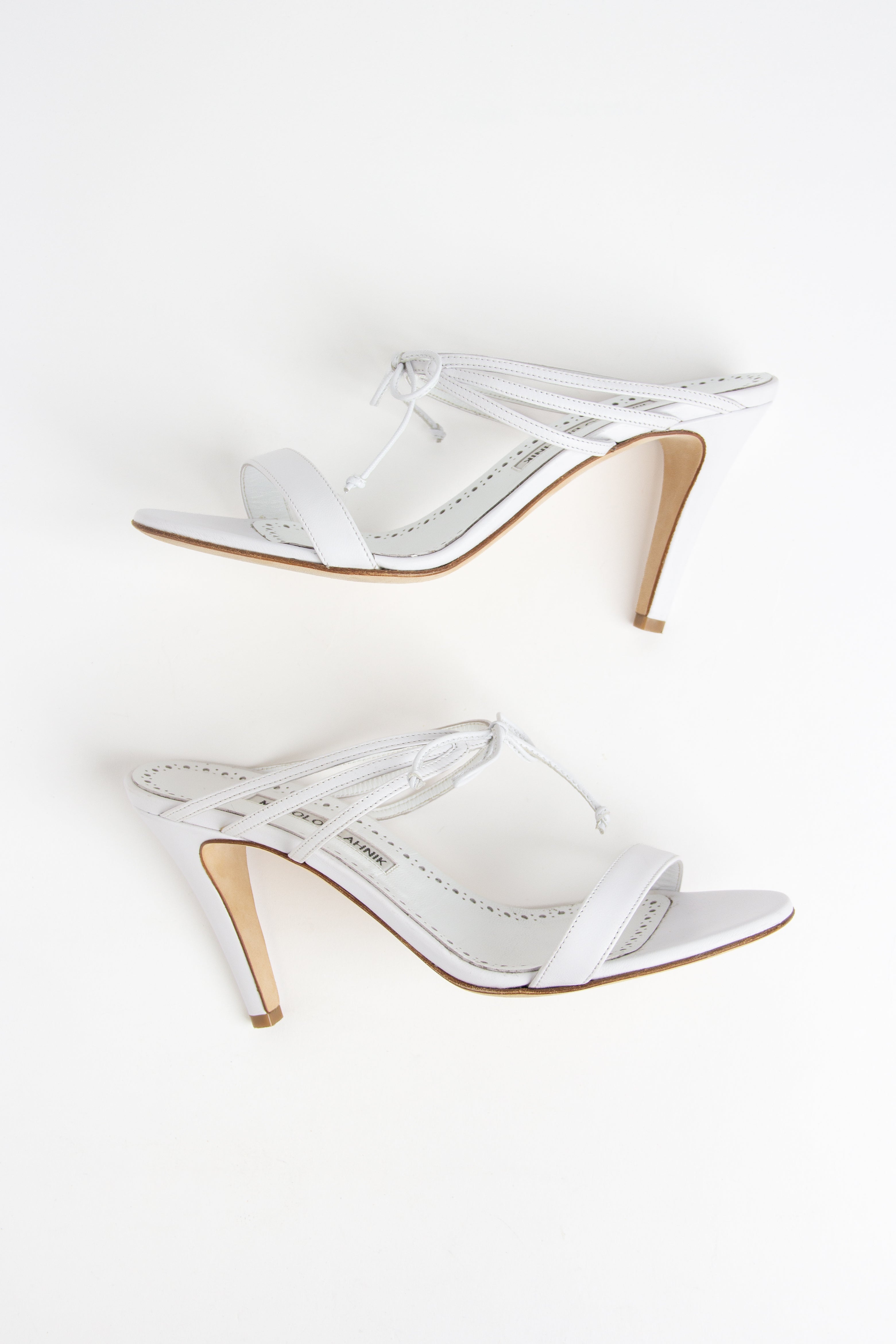 Manolo Blahnik Strappy Bow Open Toe Heels (IT 38)