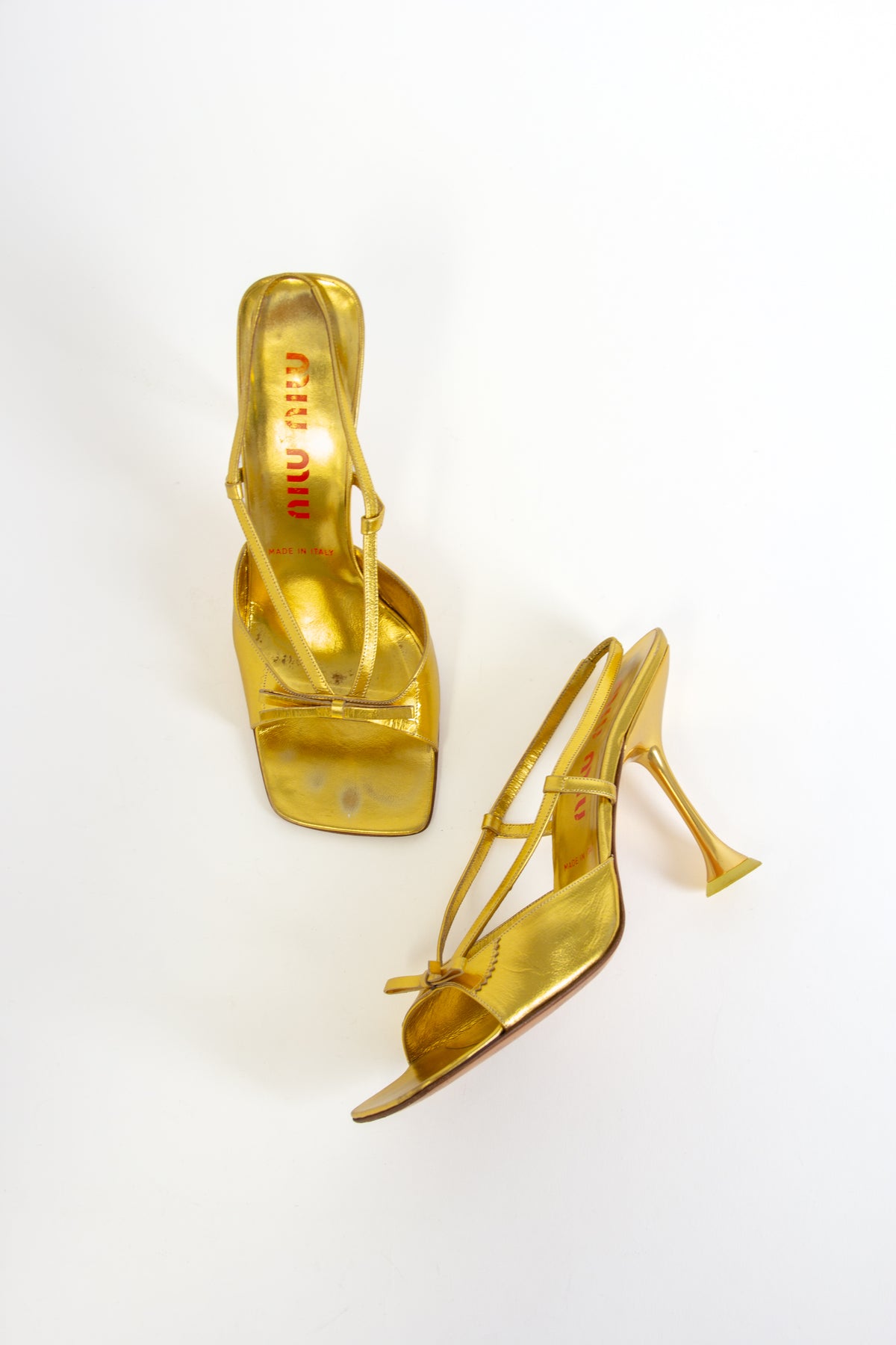 Miu Miu Gold Bow Slingback Heels (IT 39.5)