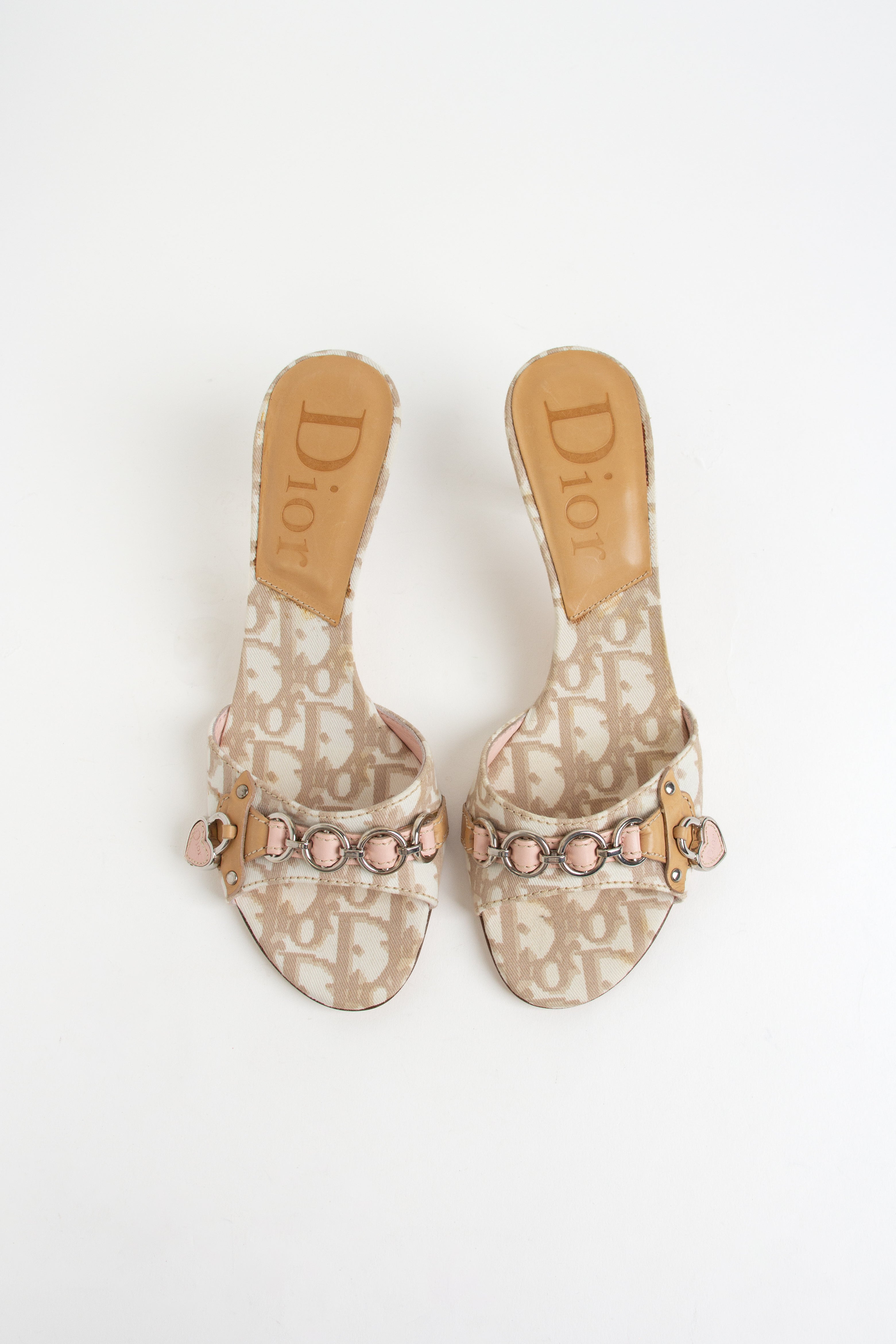 Rare Dior Beige + Pink Trotter Heart Charm Heels (IT 36)