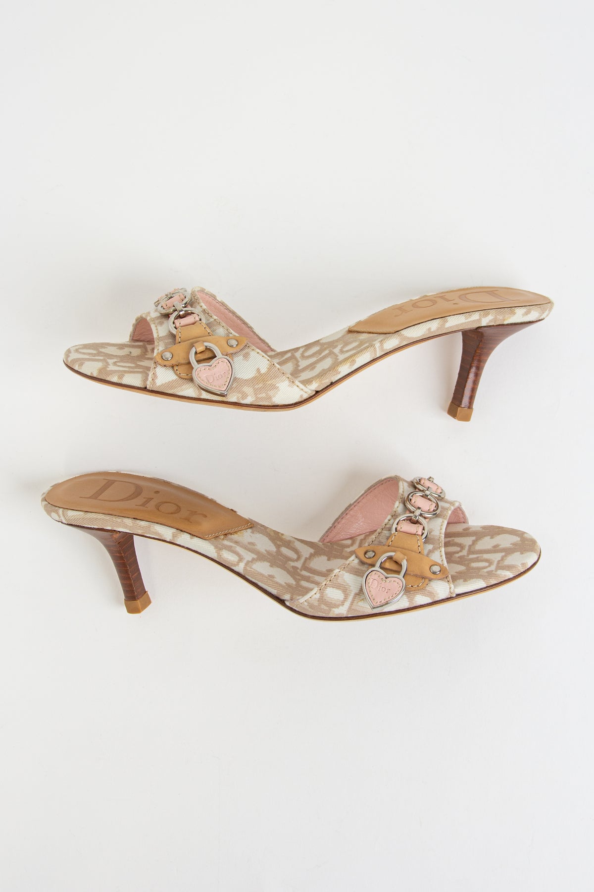Rare Dior Beige + Pink Trotter Heart Charm Heels (IT 36)