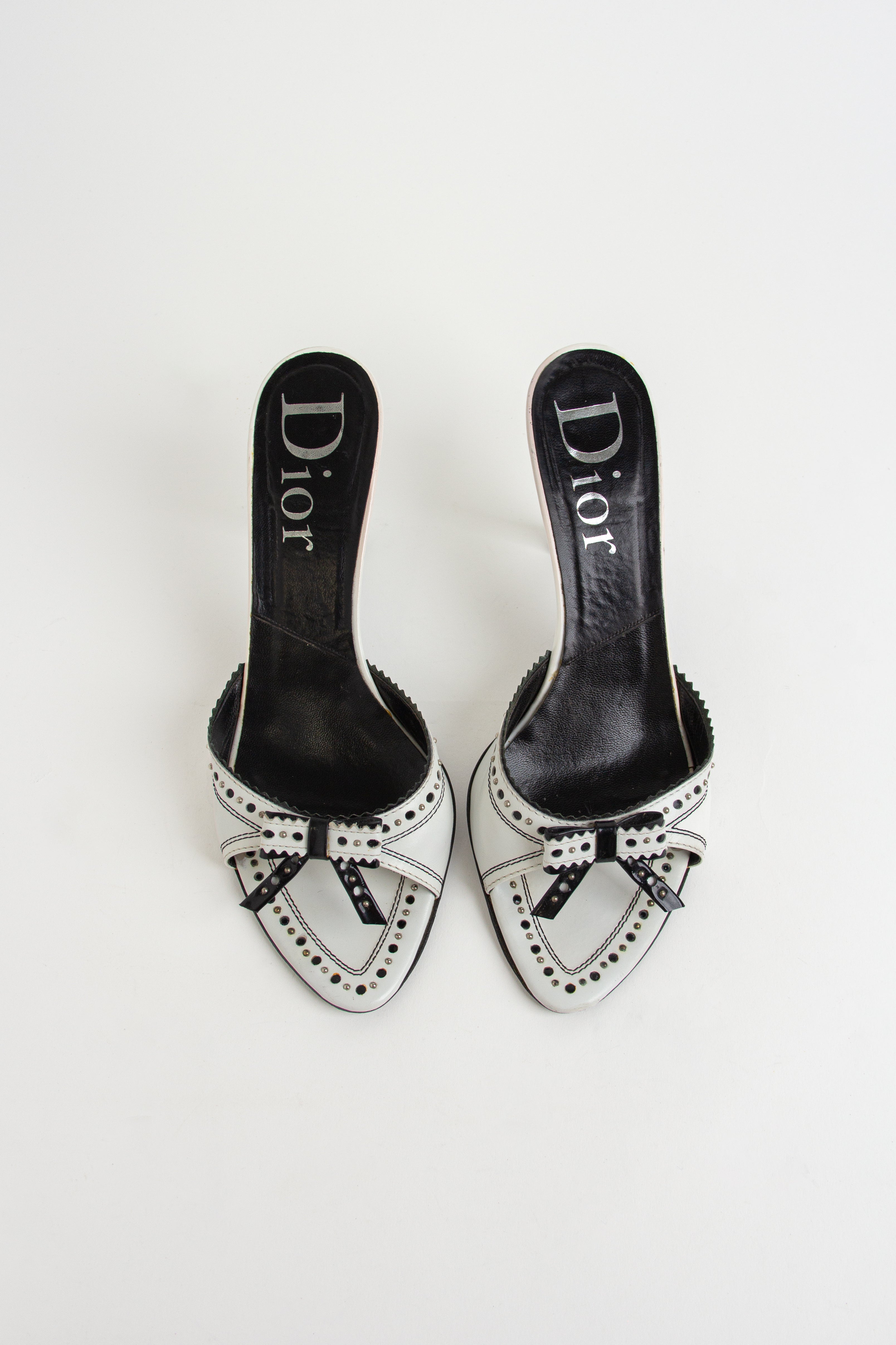 Dior White + Black Bow Heels (IT 38)