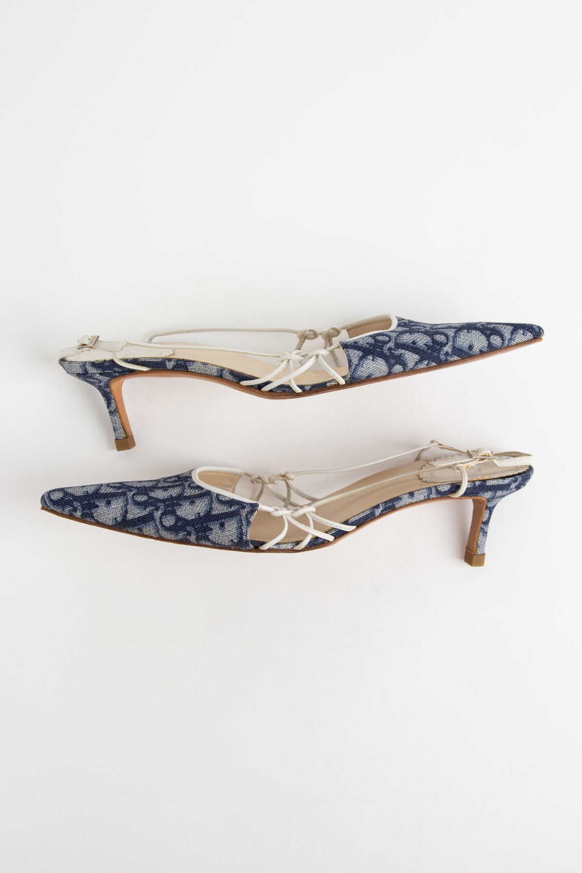 Rare Dior Blue Trotter Monogram Slingback Heels (IT 39)