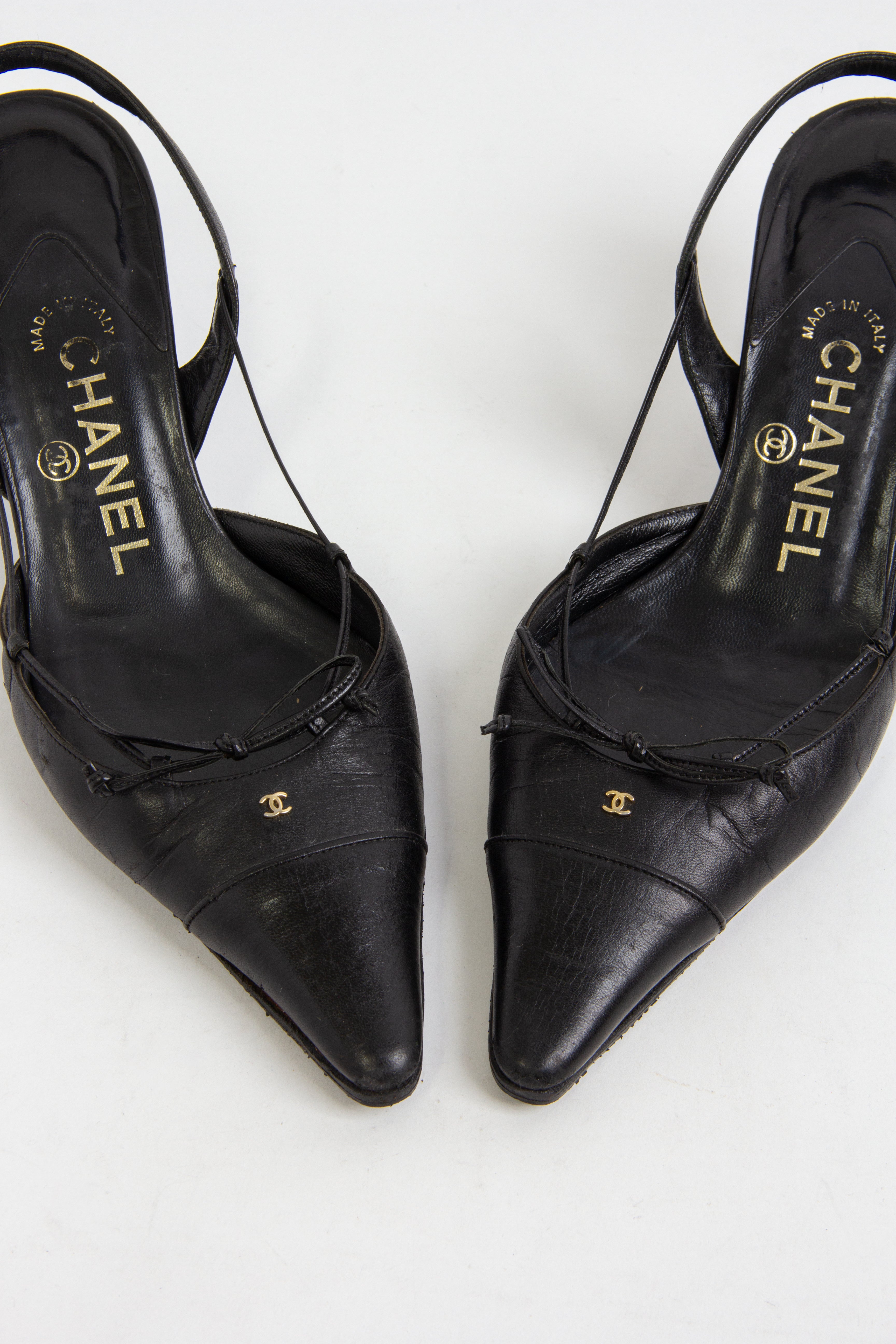 Chanel Black CC Slingback Heels (IT 36.5)