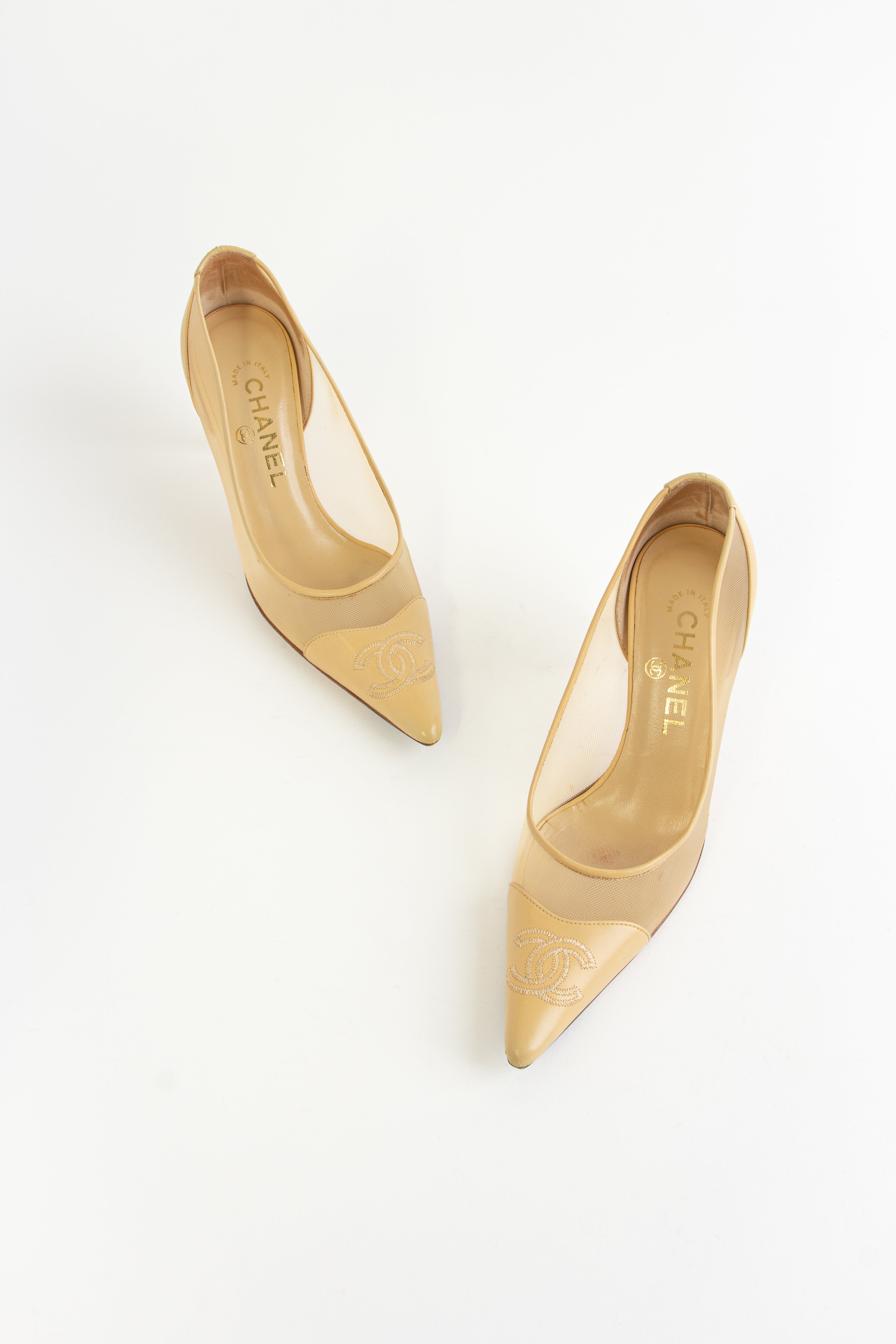 Chanel Beige Mesh Heels (IT 36.5)