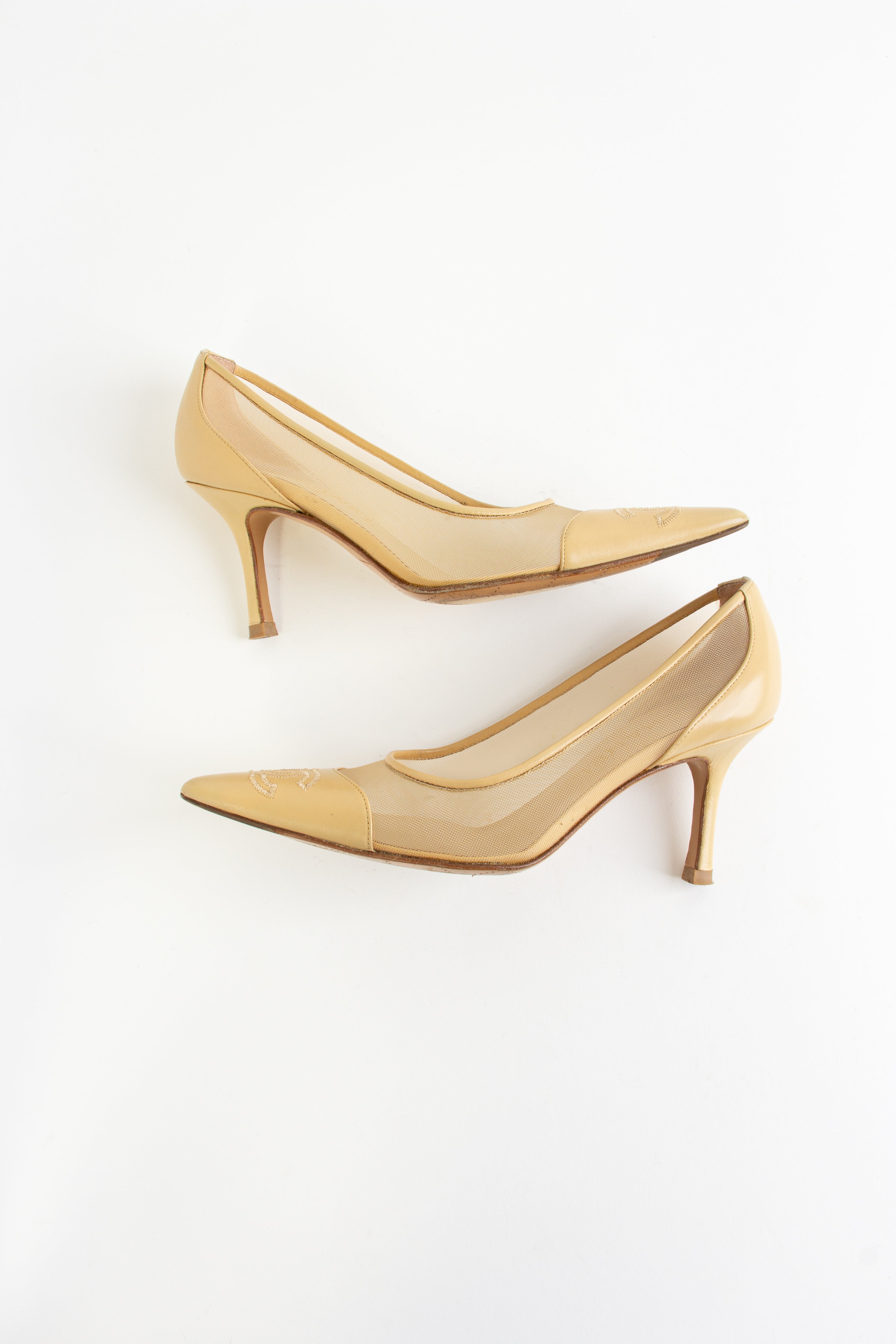 Chanel Beige Mesh Heels (IT 36.5)