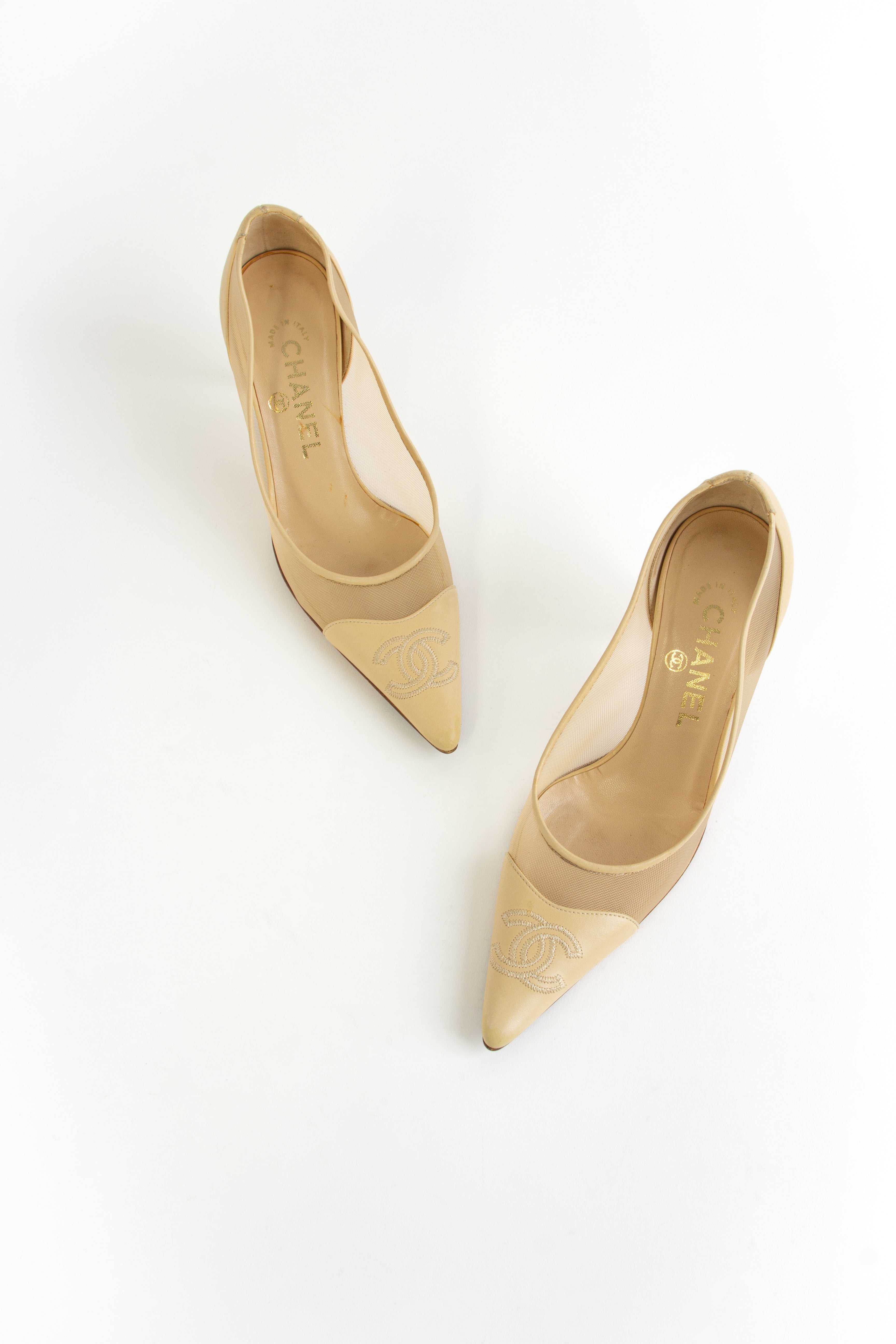 Chanel Beige Mesh Heels (IT 36)