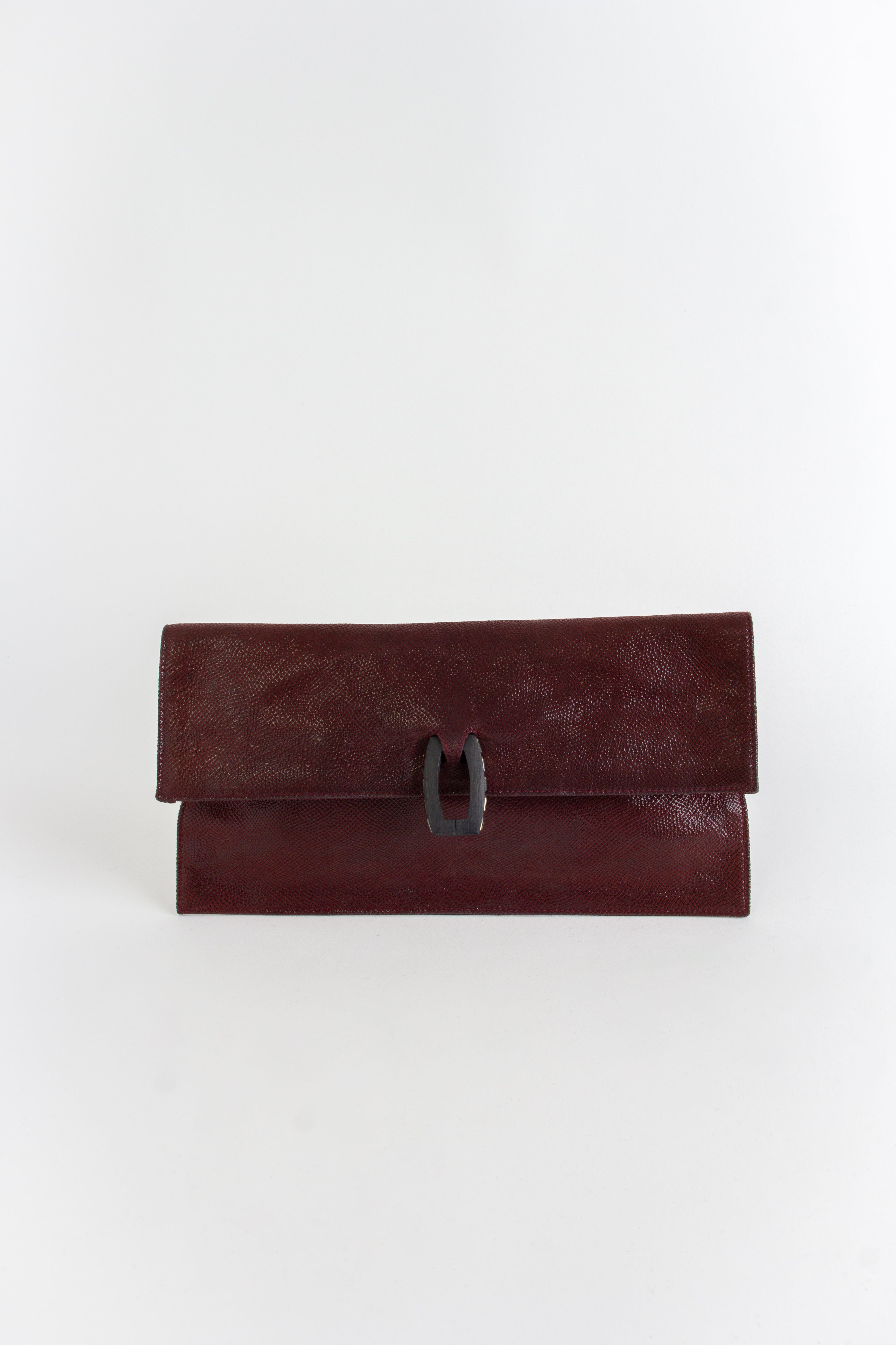 Loewe Vintage Dark Maroon Embossed Suede Clutch