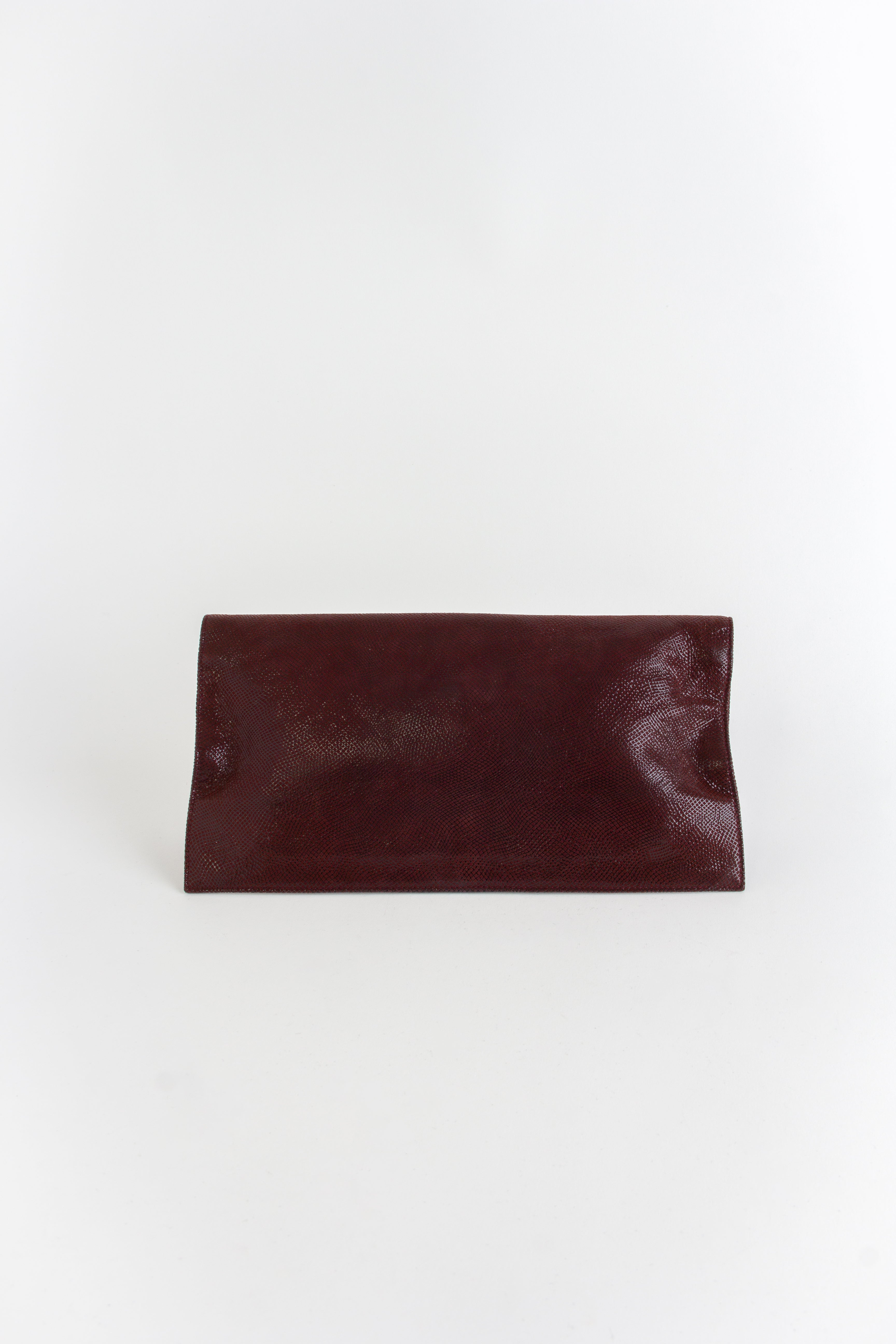 Loewe Vintage Dark Maroon Embossed Suede Clutch