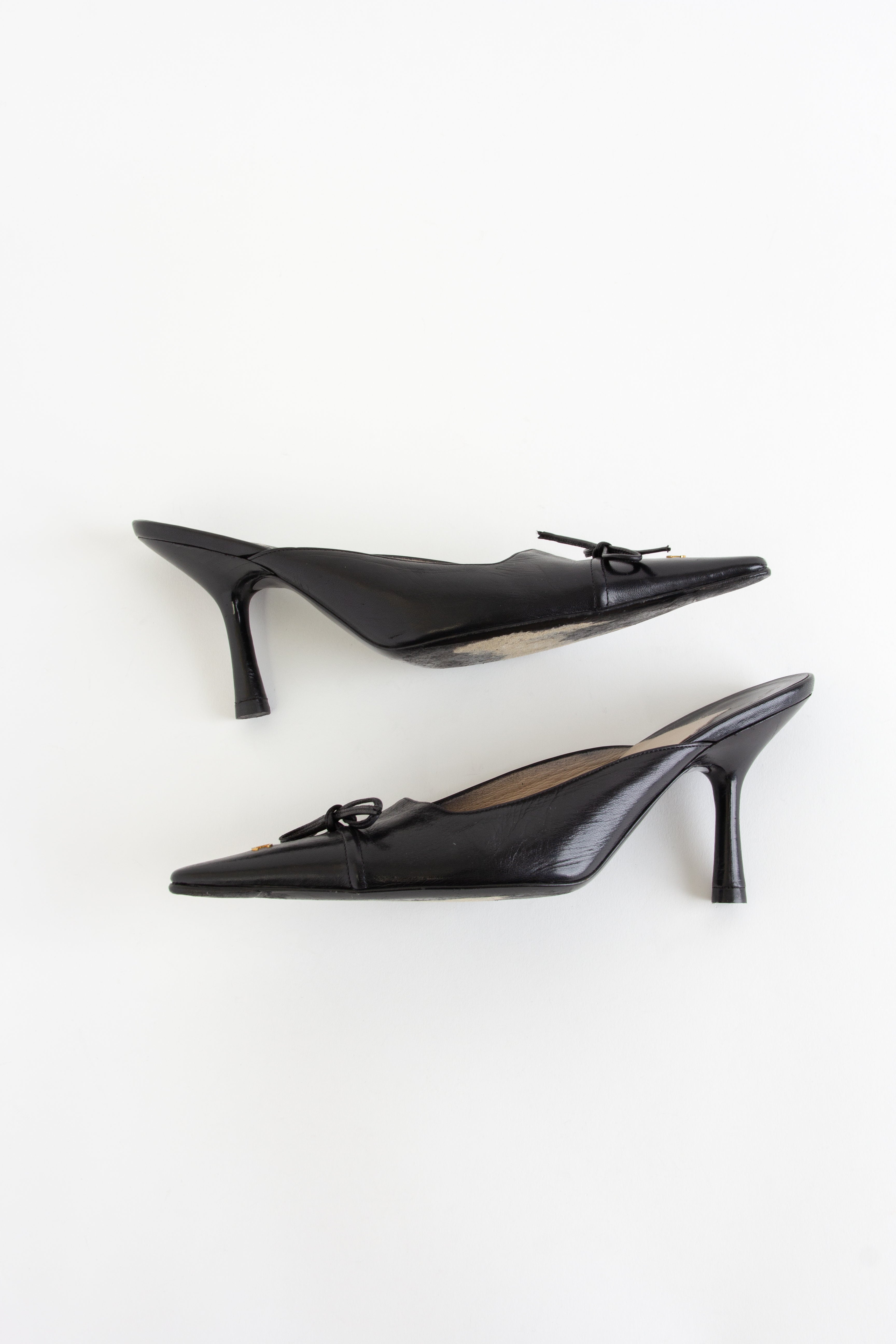 Chanel Vintage Black CC Bow Mules (IT 37.5)