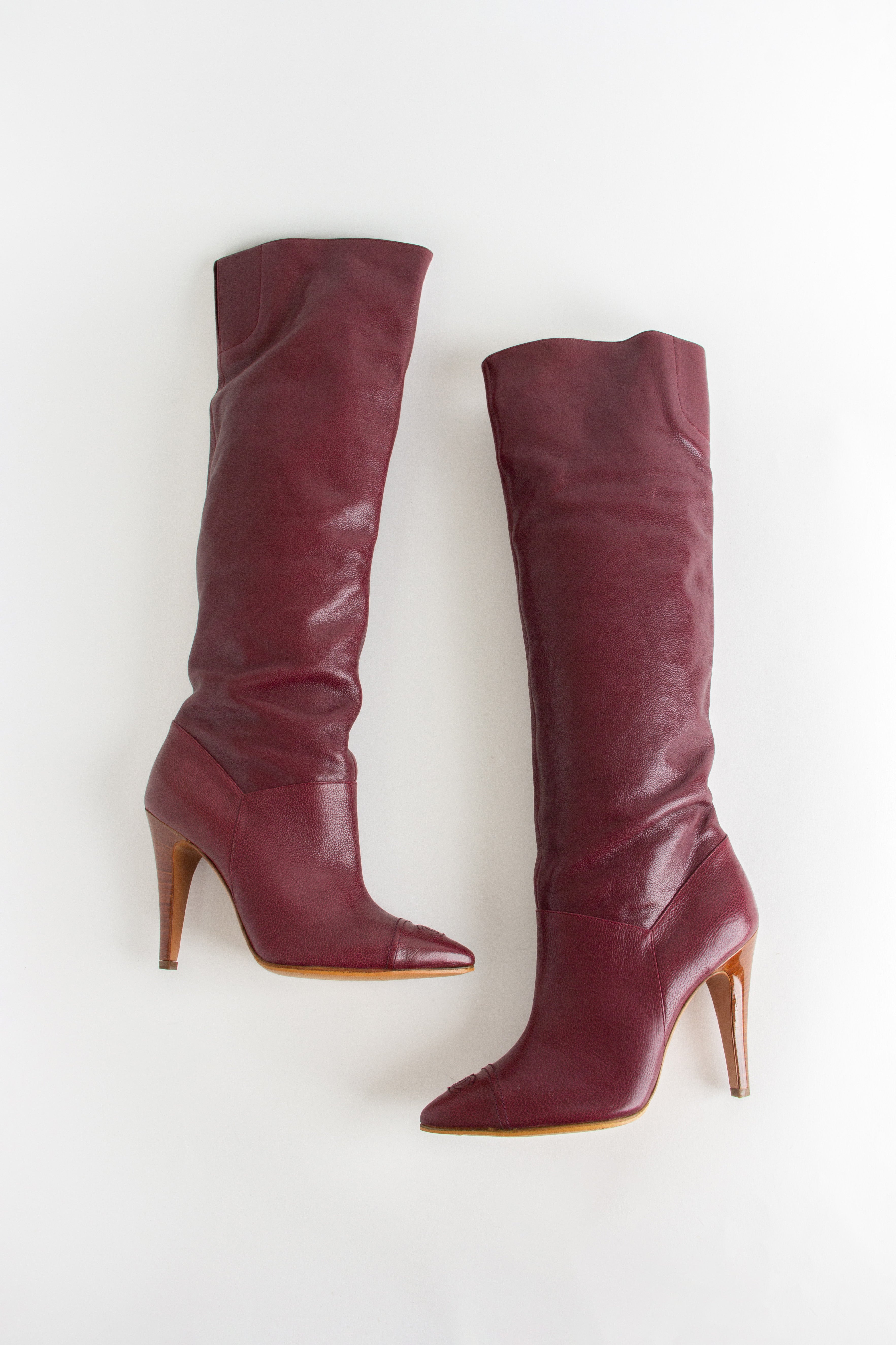 Chanel Burgundy Tall CC Boots (IT 37.5)