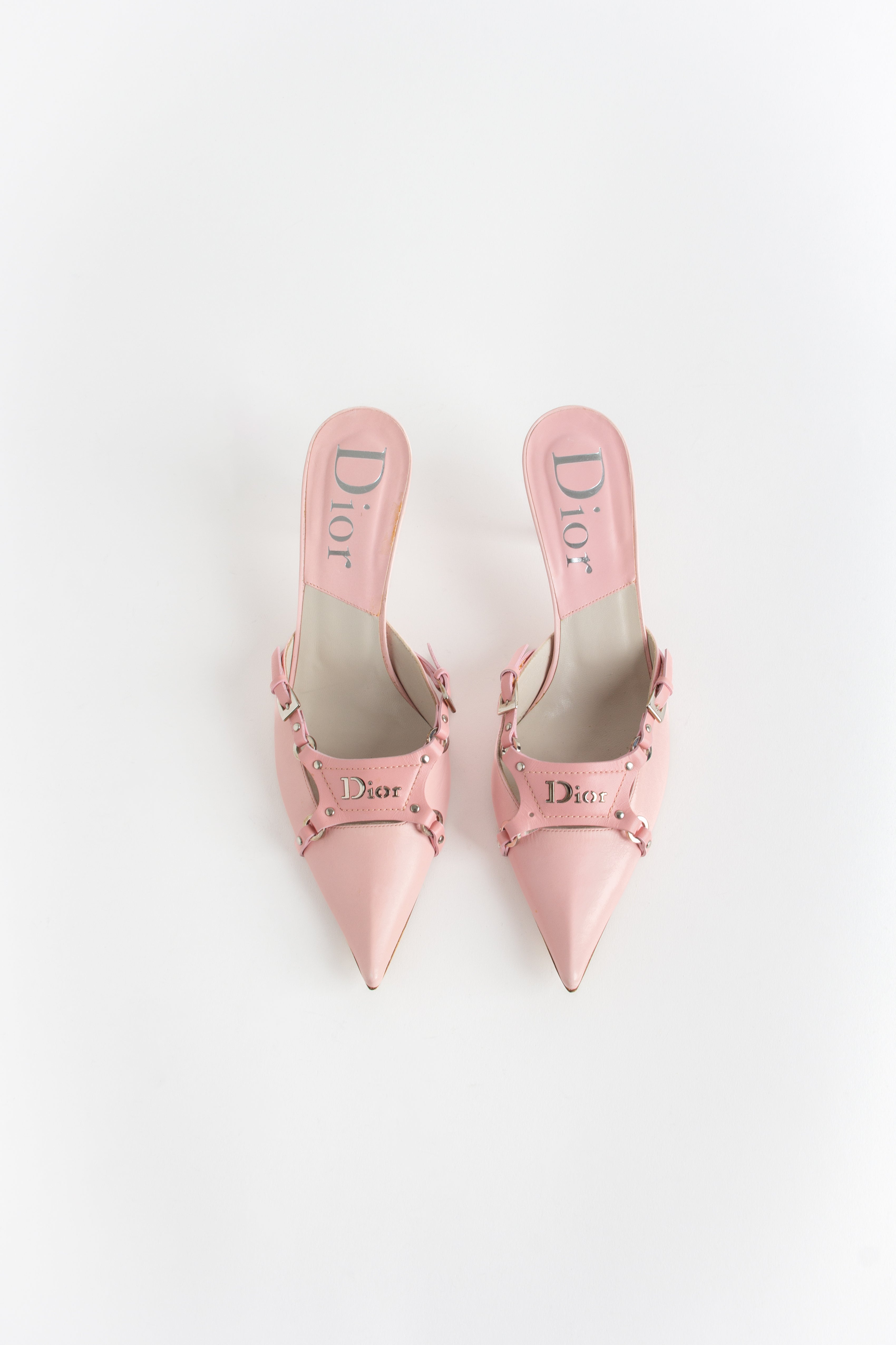 Rare Dior Pink Bondage Mules (IT 37.5)