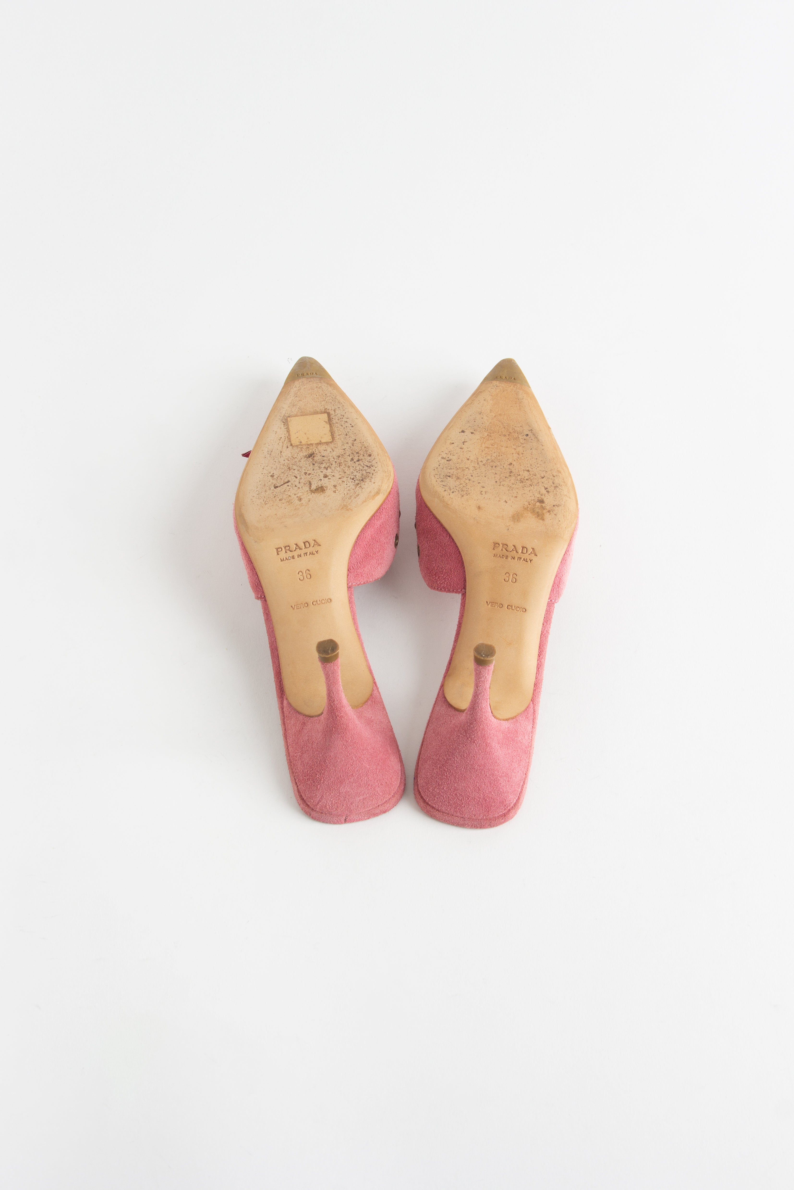 Prada Pink Suede Grommet Mules (IT 36)