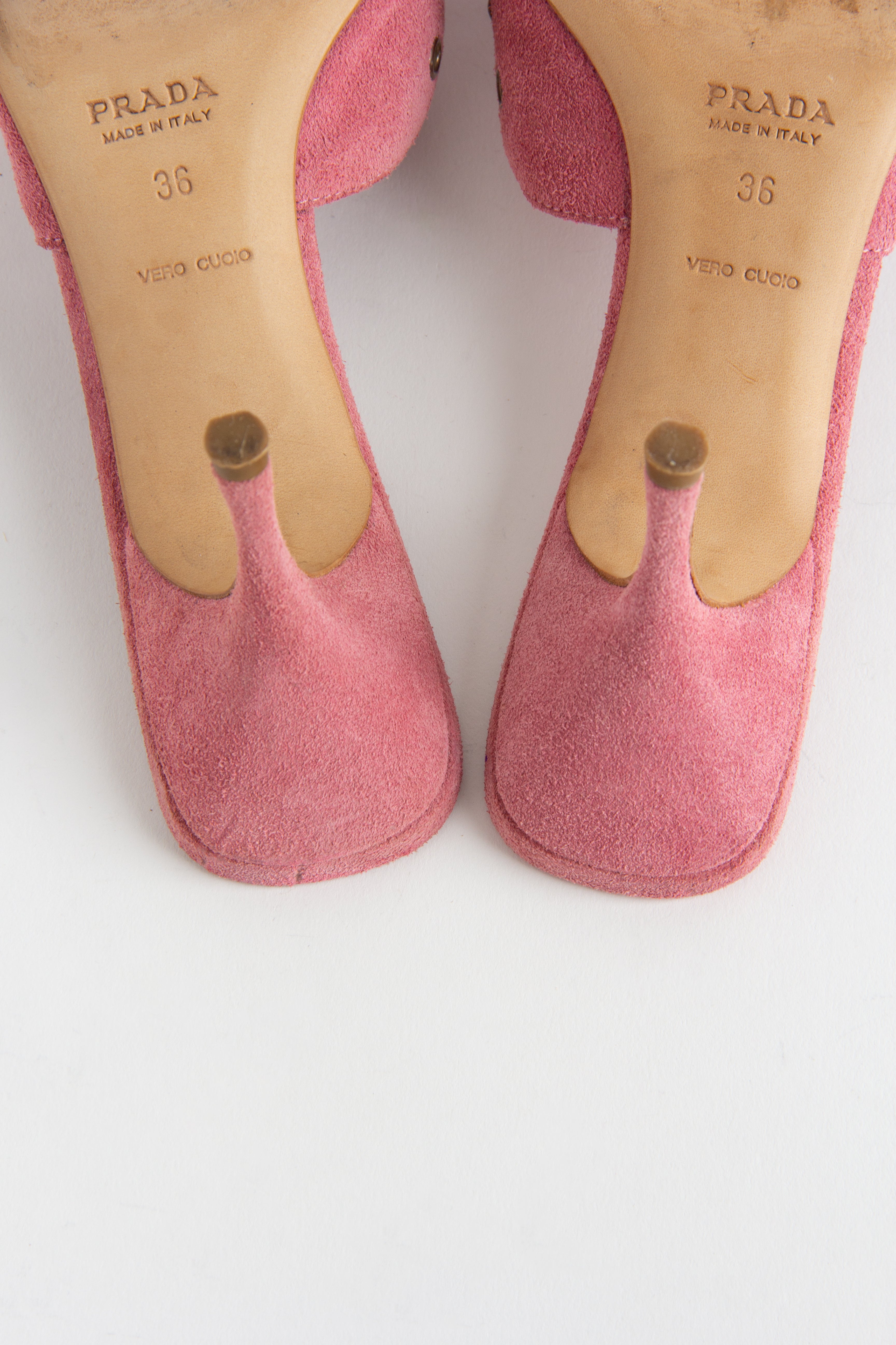 Prada Pink Suede Grommet Mules (IT 36)