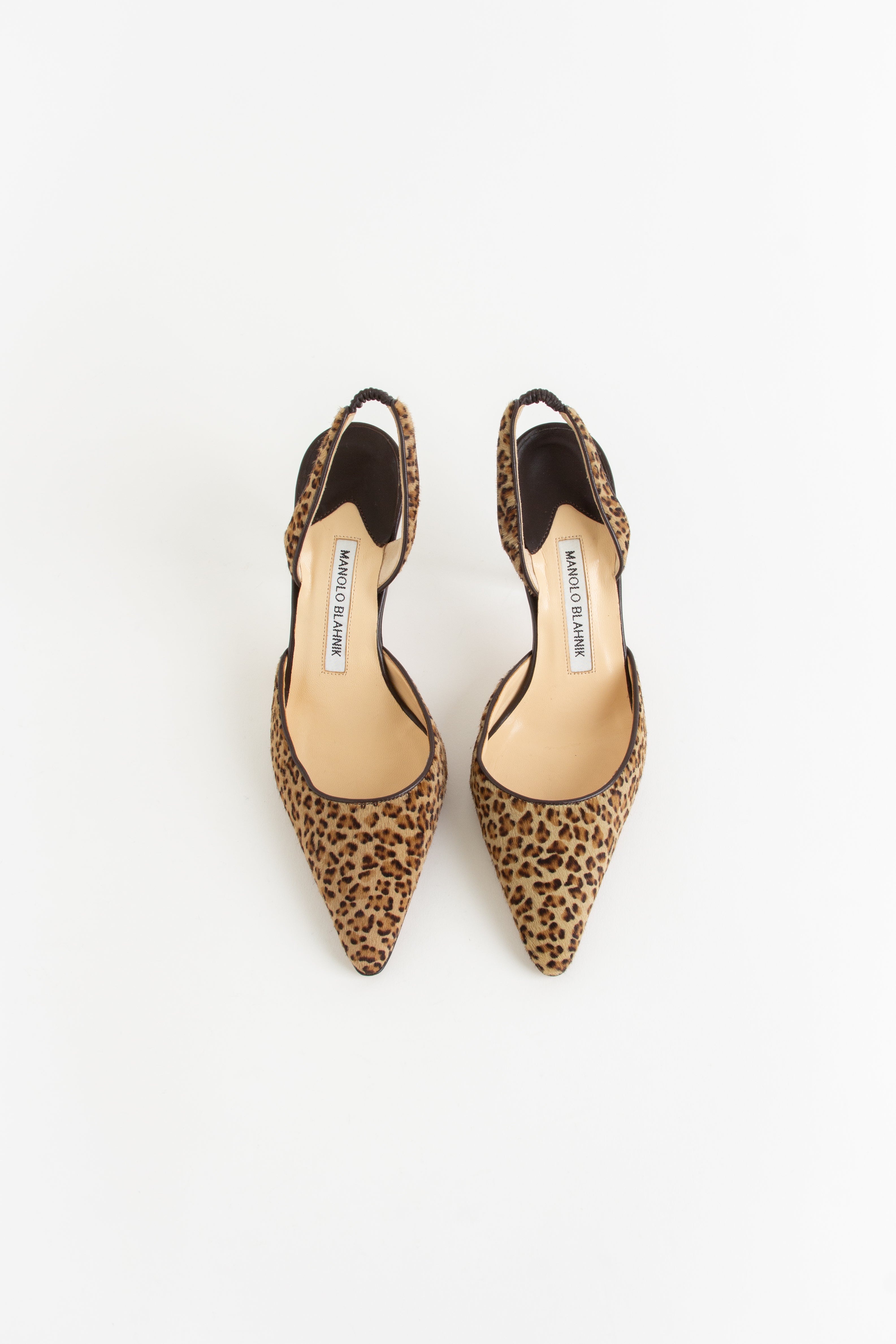 Manolo Blahnik Animal Print Pony Hair Slingback Heels (IT 36)