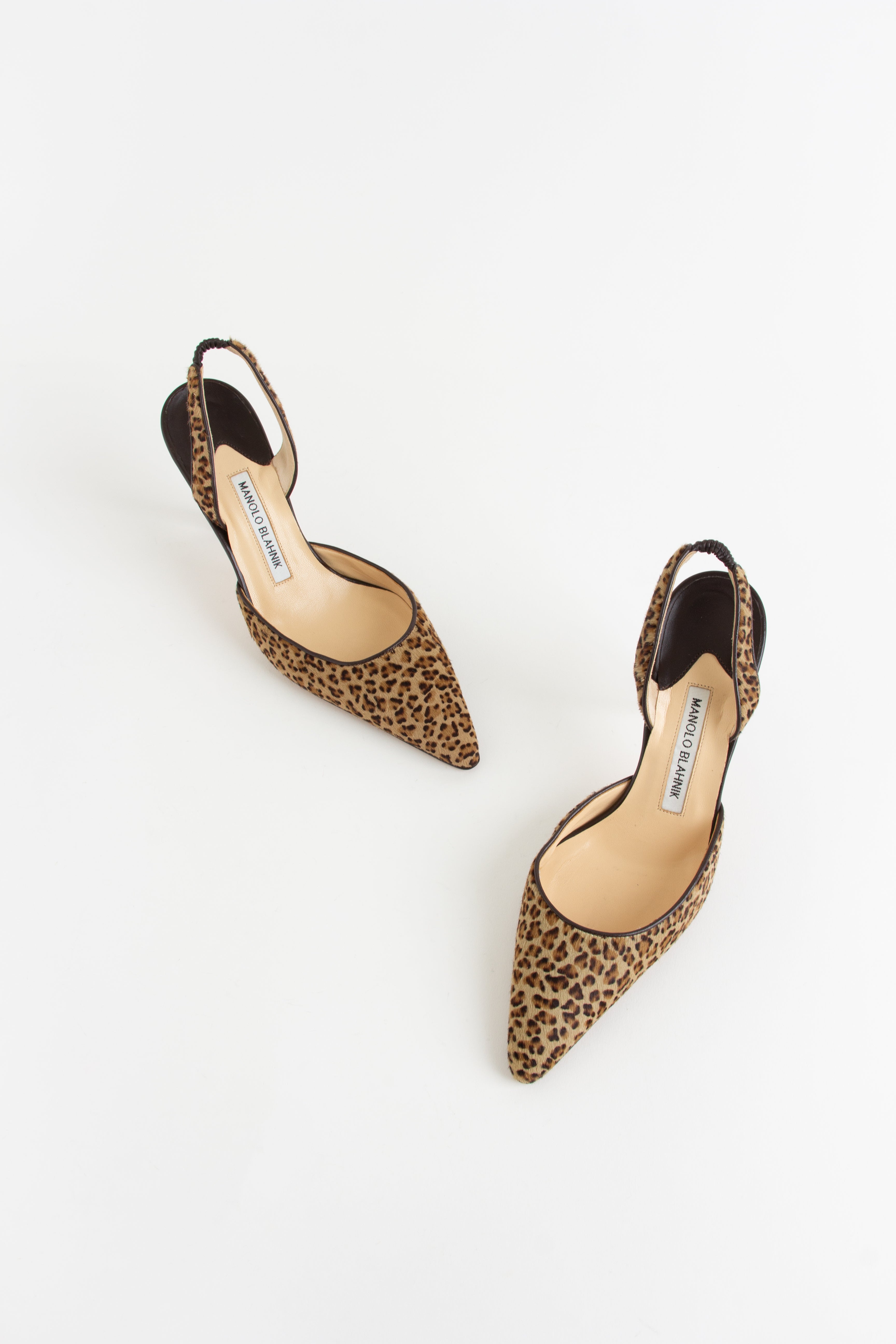 Manolo Blahnik Animal Print Pony Hair Slingback Heels (IT 36)