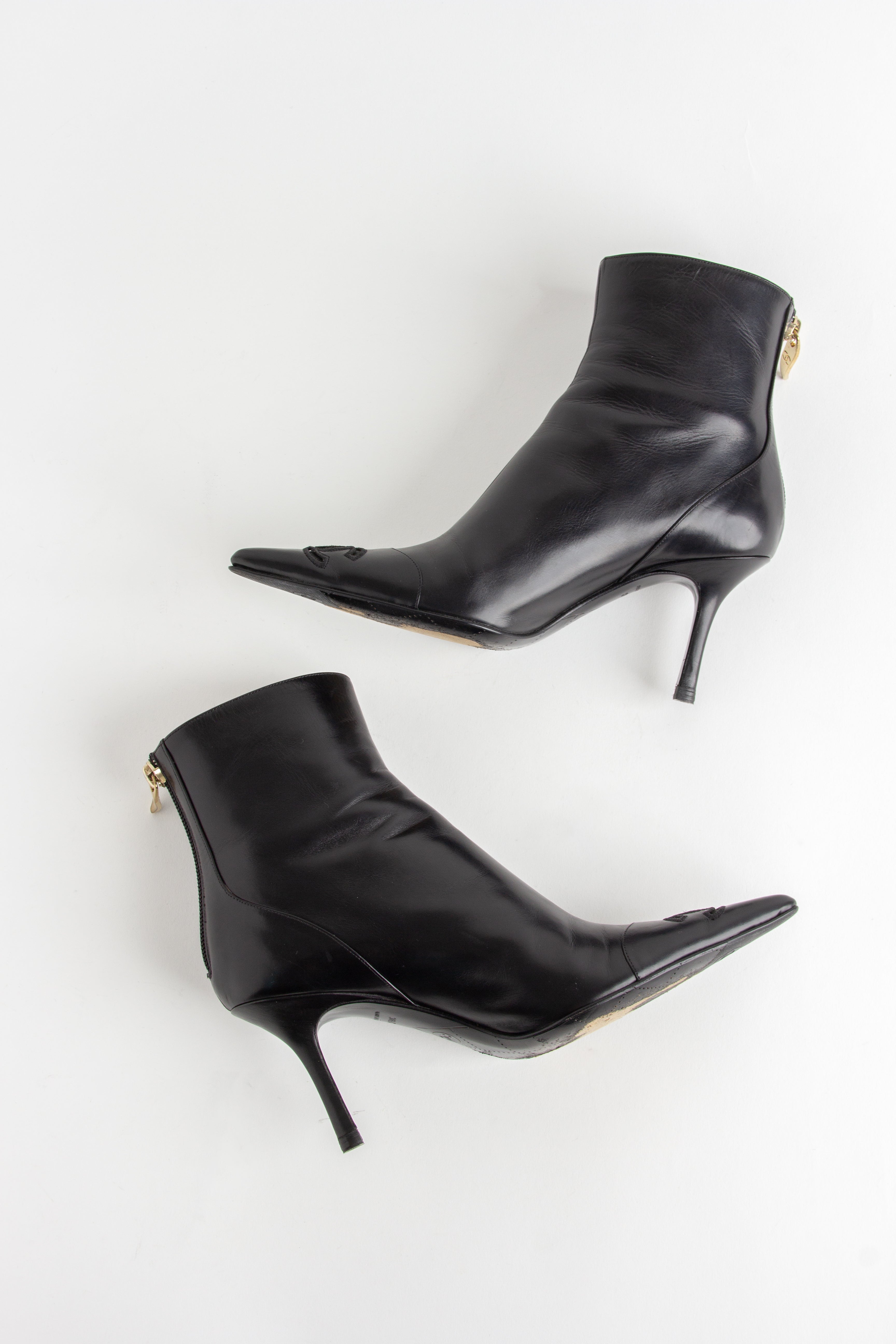 Chanel Black Leather CC Ankle Boots (IT 36.5)