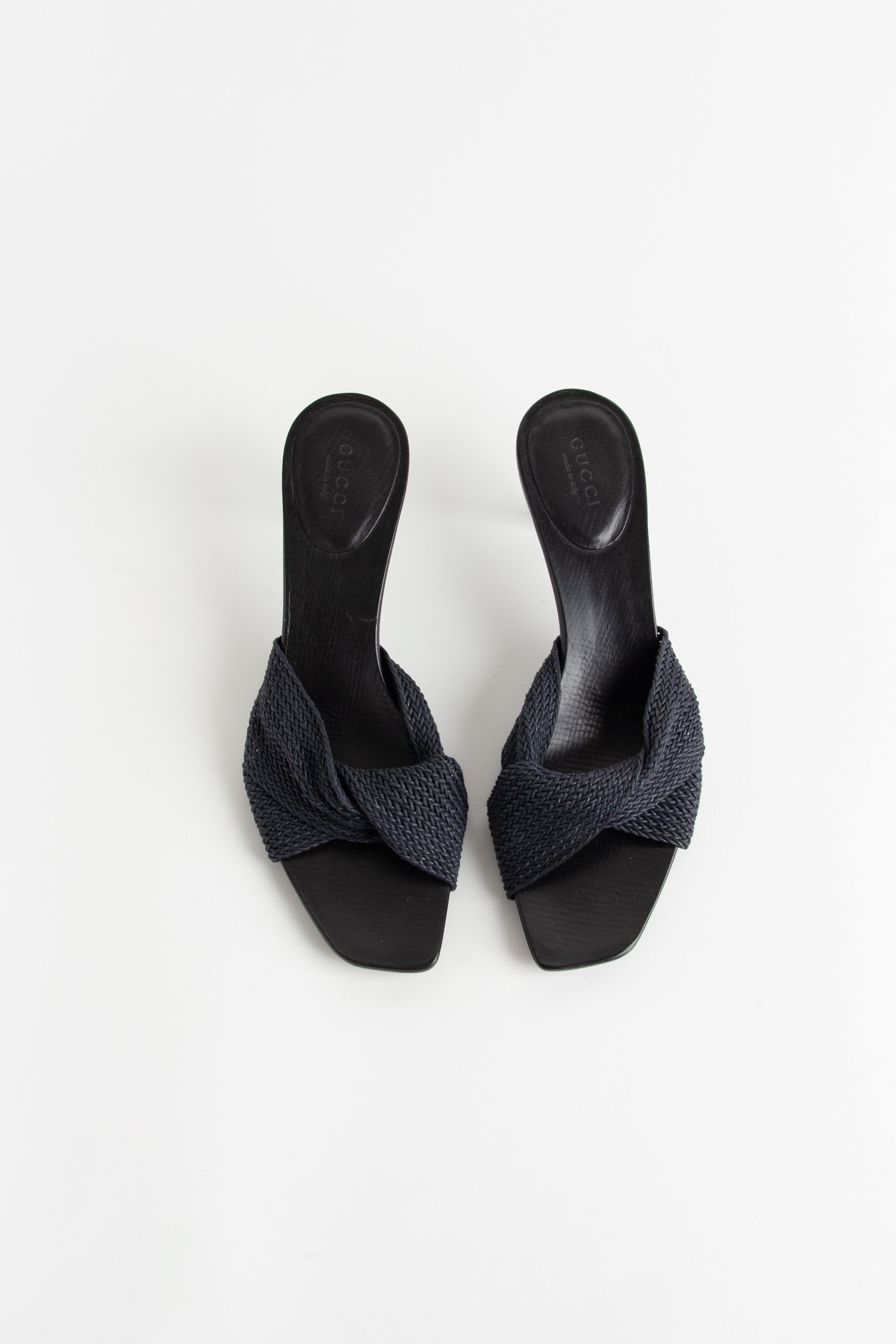 Gucci Black Woven Wrap Heels (IT 36.5)