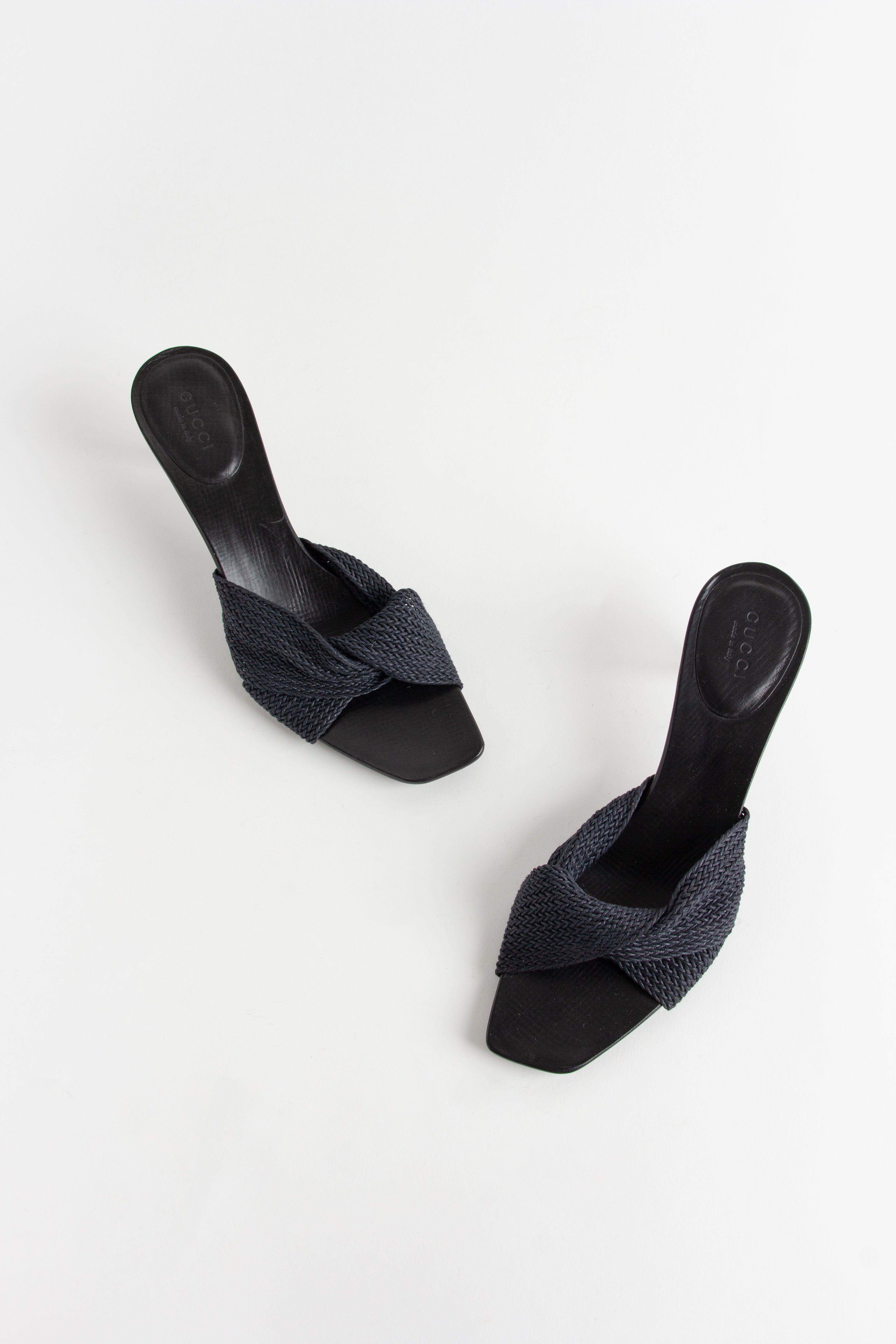 Gucci Black Woven Wrap Heels (IT 36.5)
