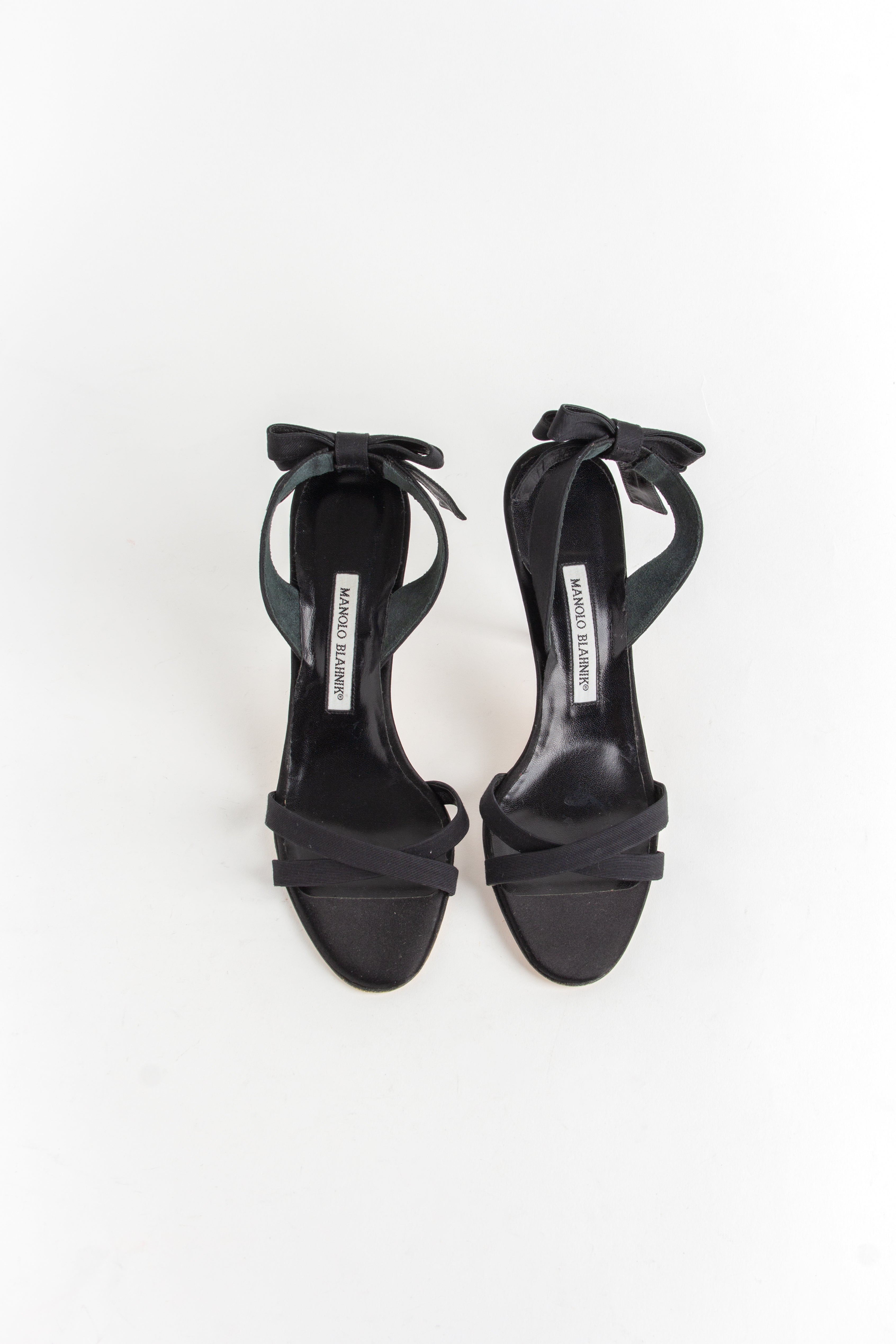 Manolo Blahnik Black Strappy Bow Heels (IT 40.5)